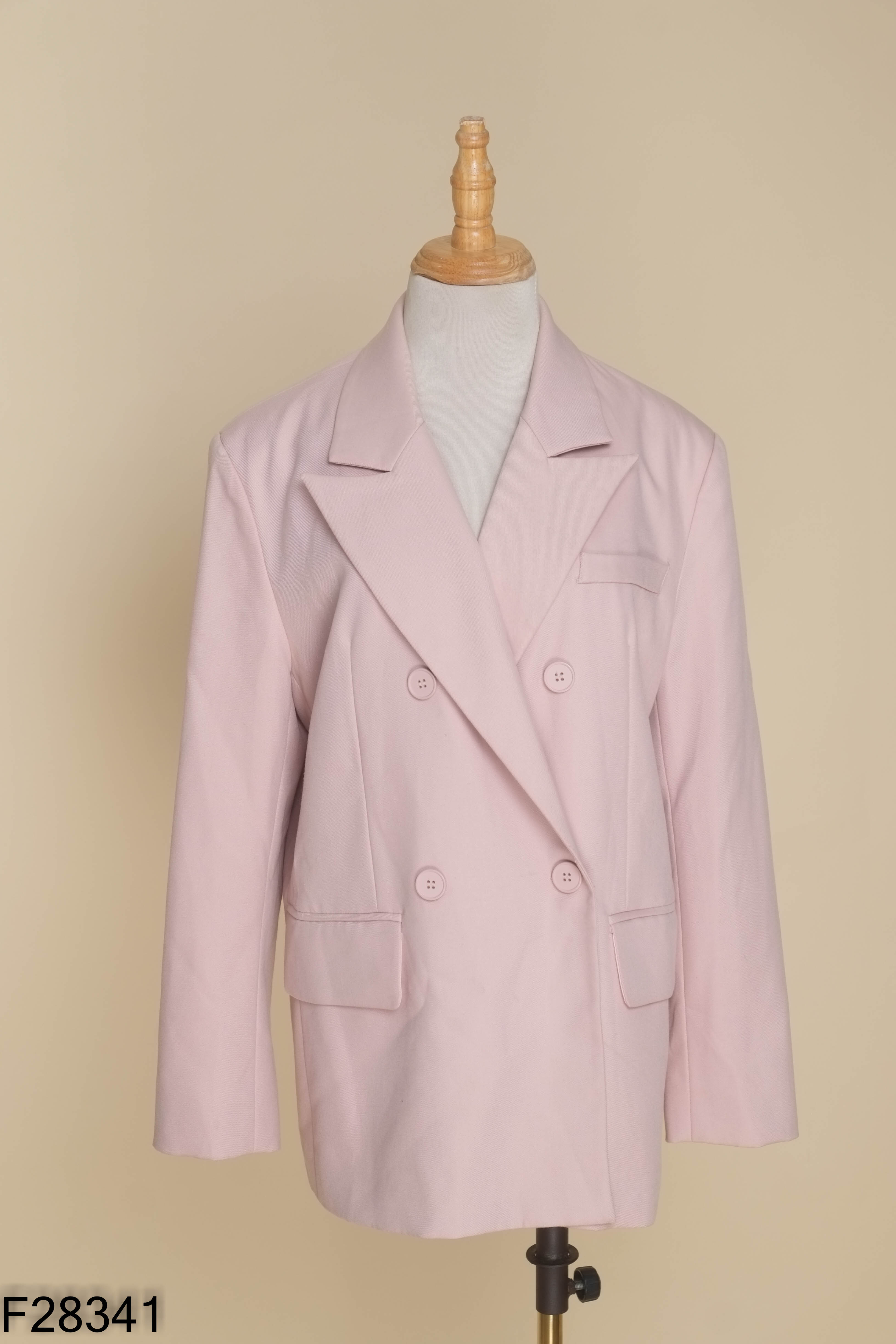 Áo blazer hồng trơn