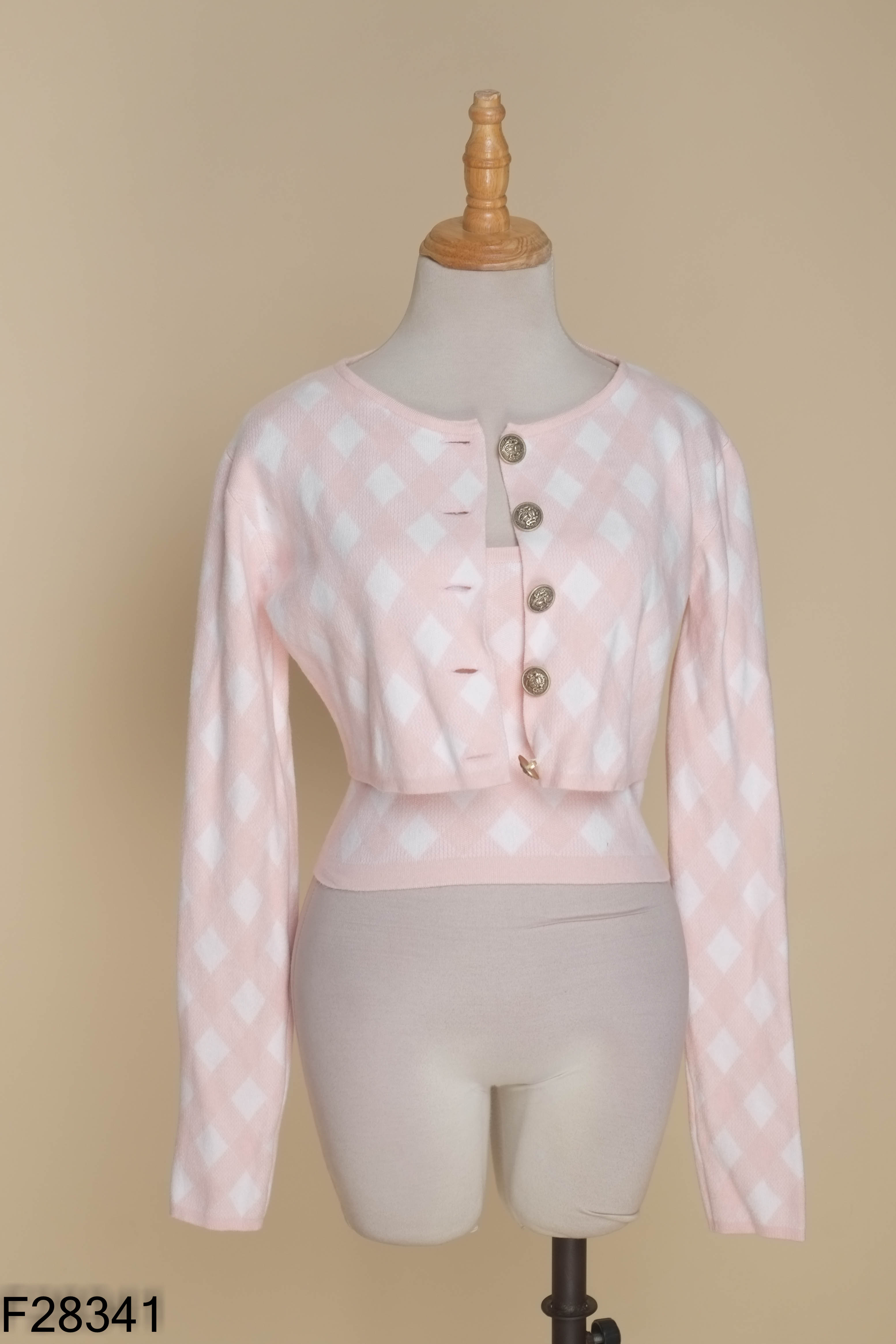 Set cardigan hồng TINGOAN+áo dây