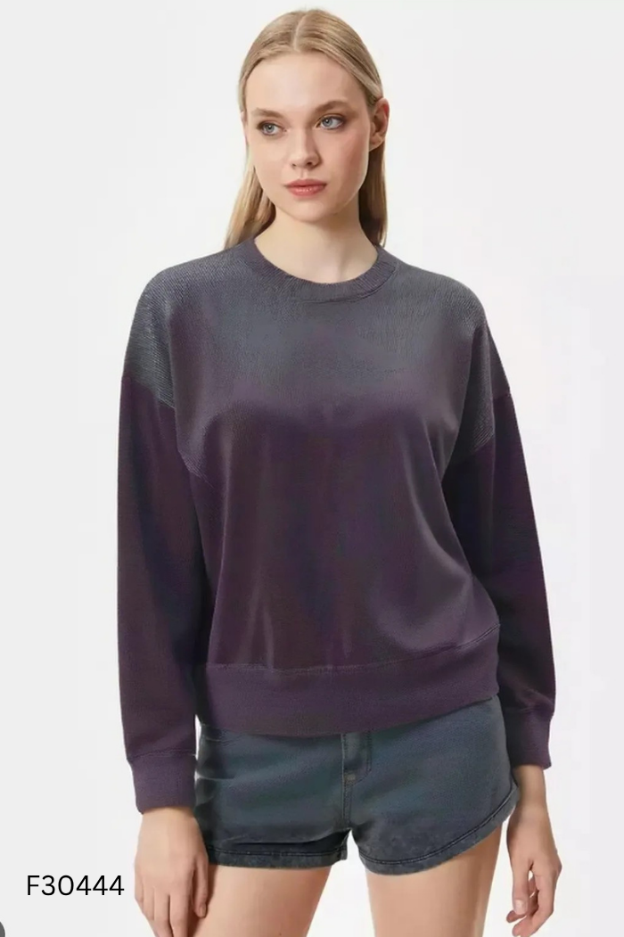 Áo sweater GENVIET xám nhung trơn