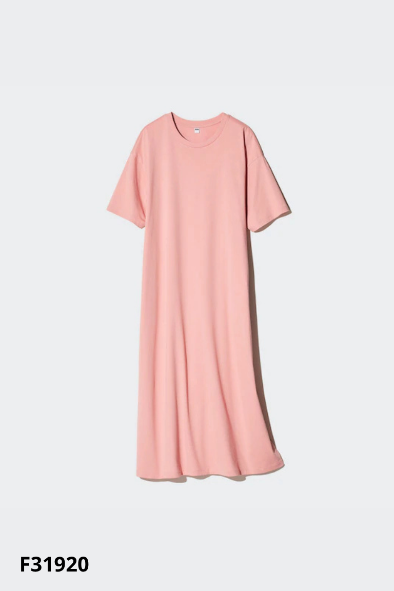 Váy UNIQLO suông hồng trơn
