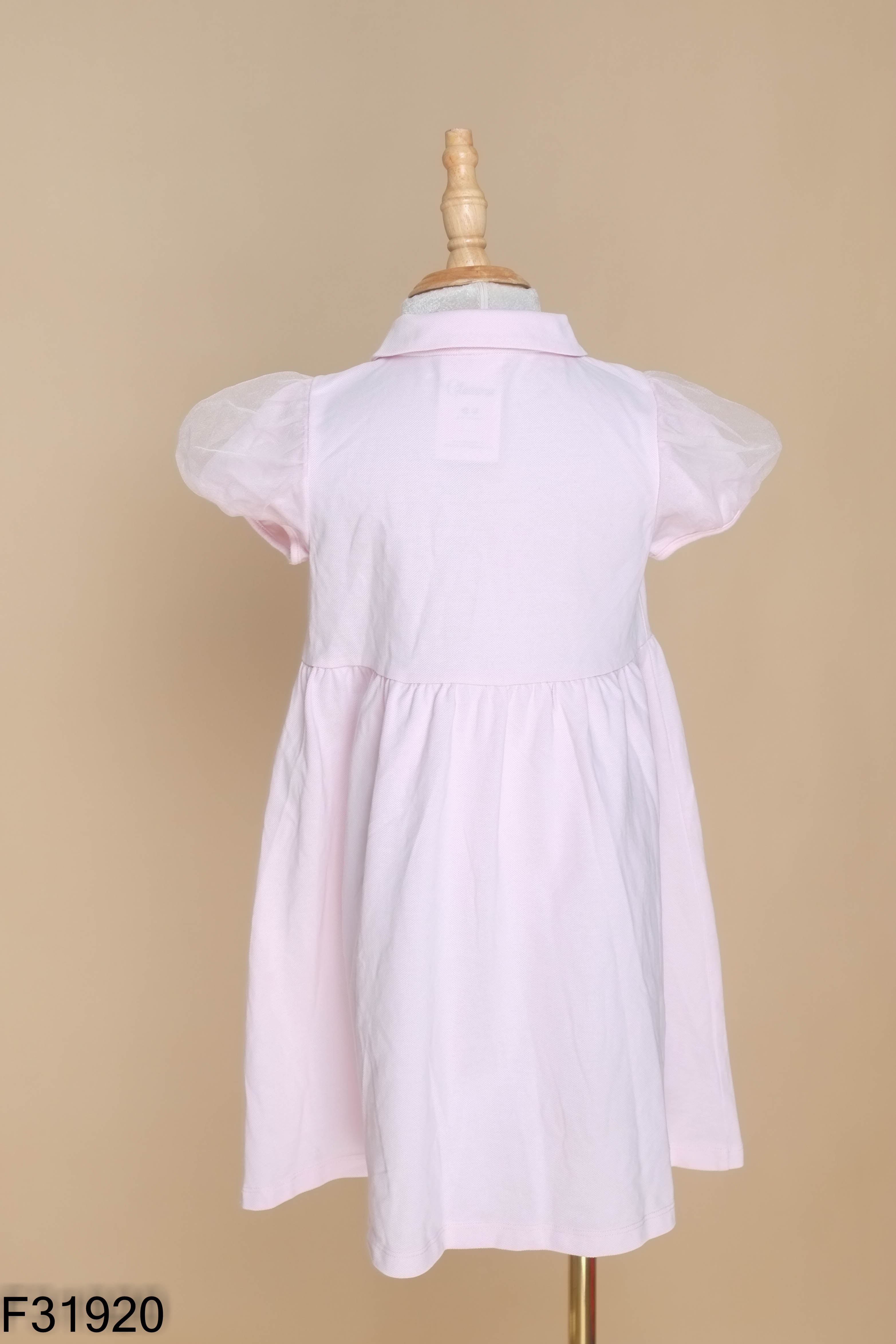 Váy polo hồng tay phối lưới KIDS