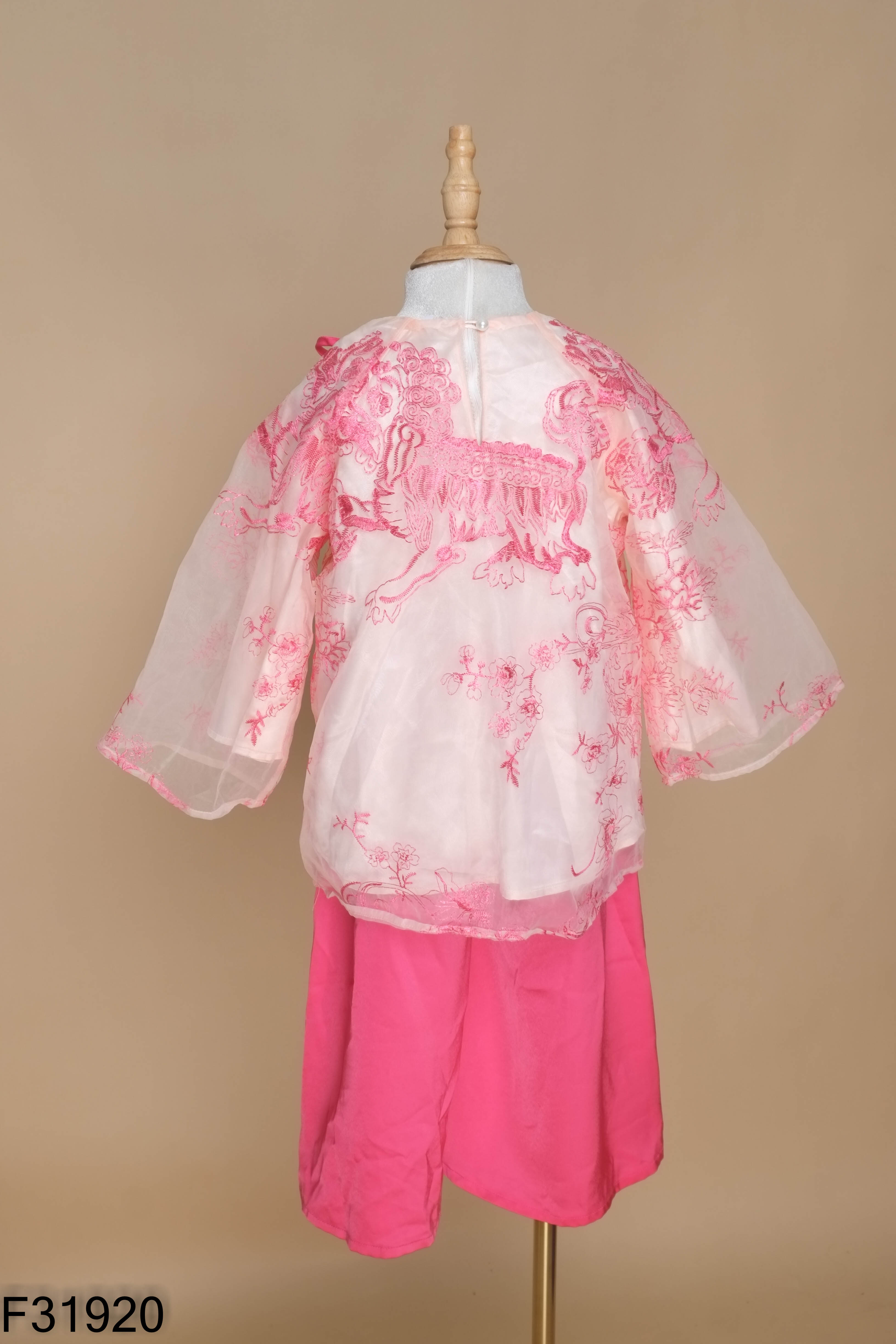 Set Áo voan hồng thêu họa tiết + quần KIDS