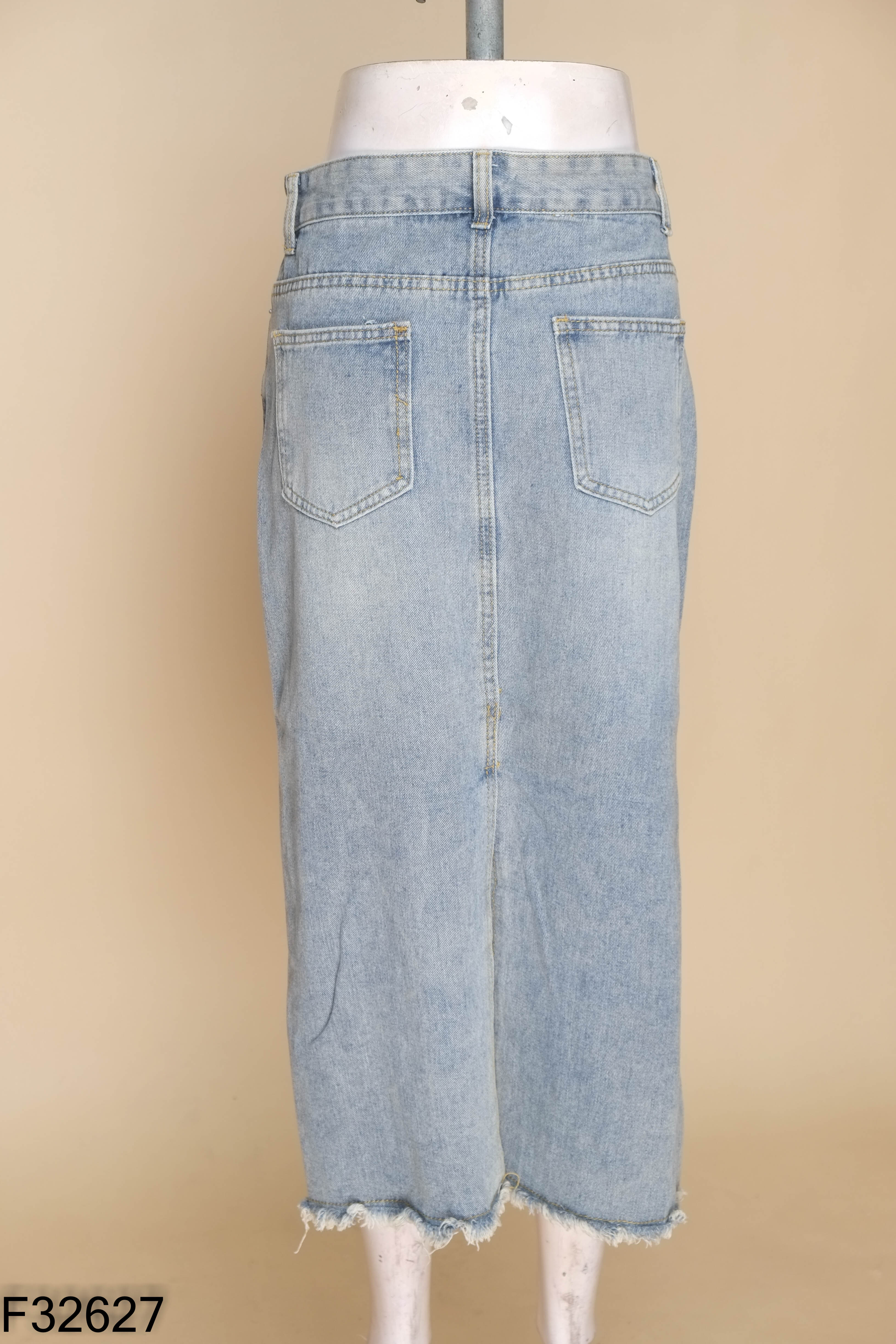 Chân váy jeans xanh trơn