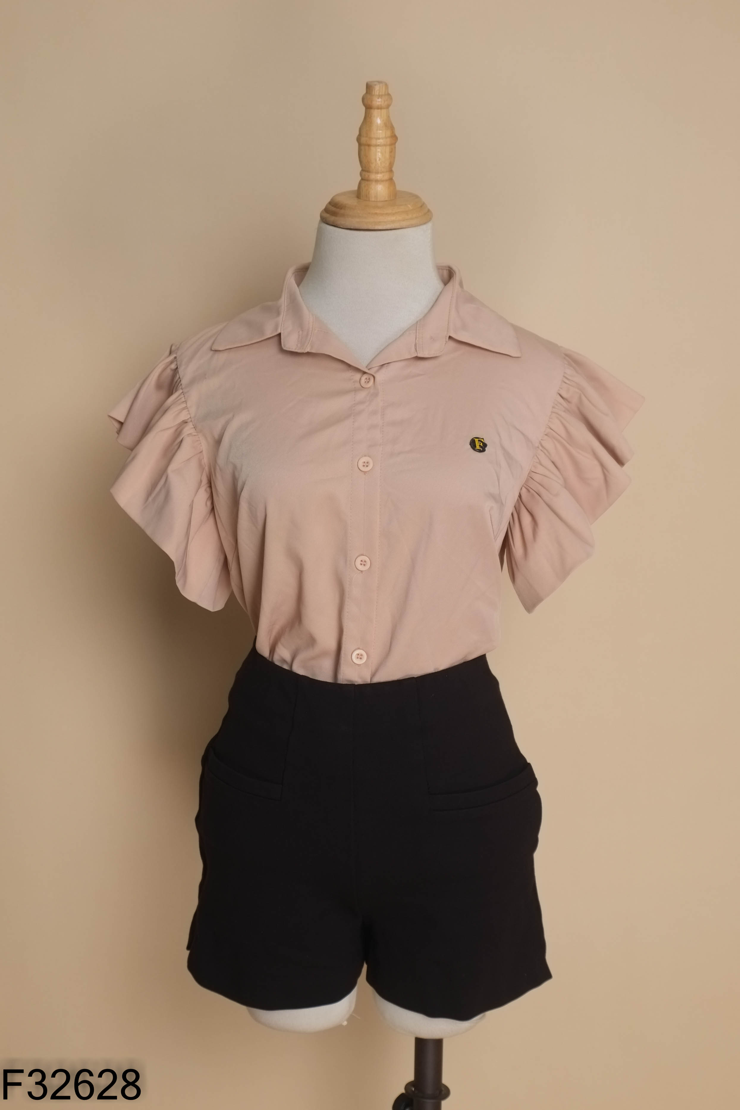 Set Áo hồng tay bèo + quần shorts