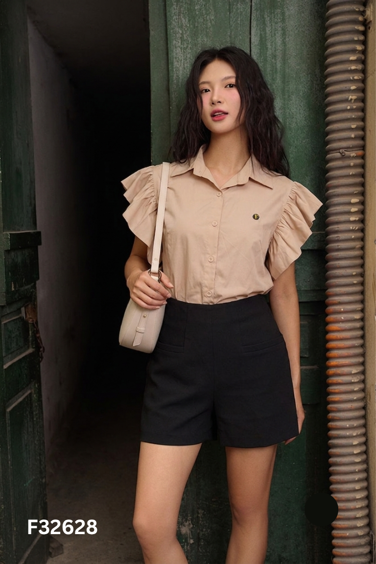 Set Áo hồng tay bèo + quần shorts