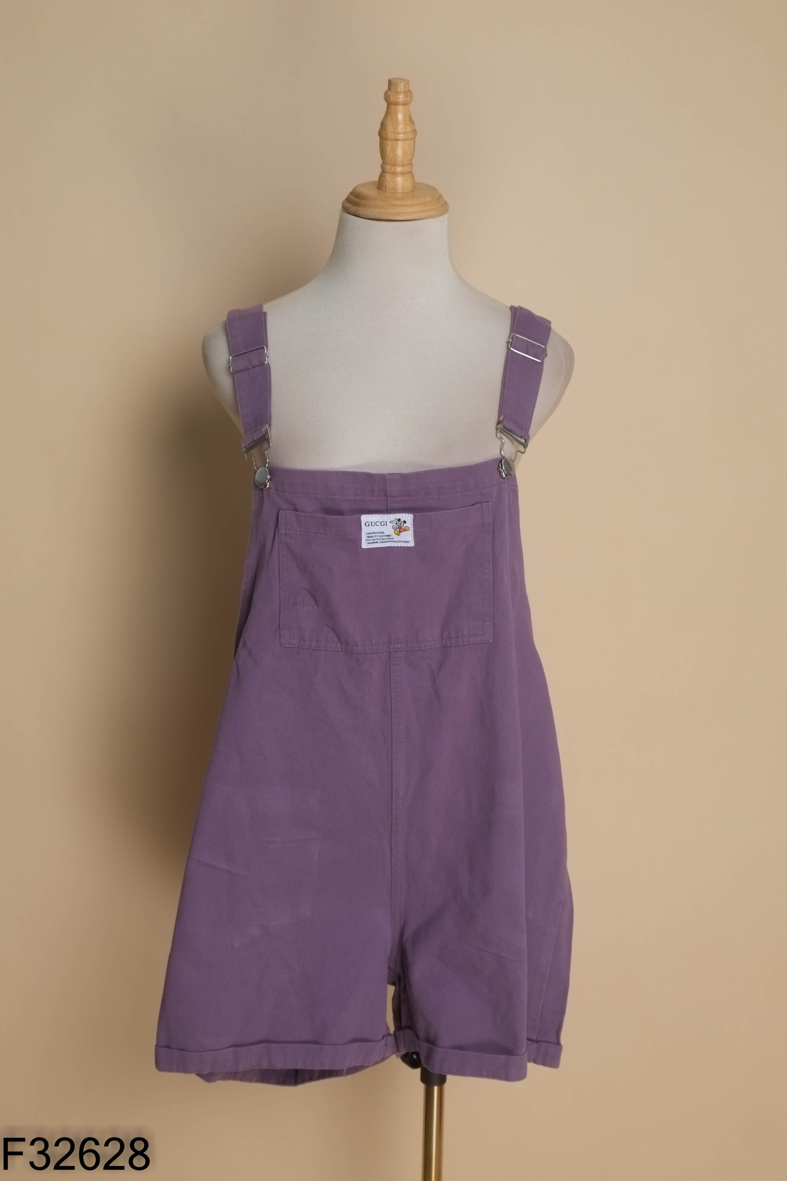 Quần short yếm jeans tím
