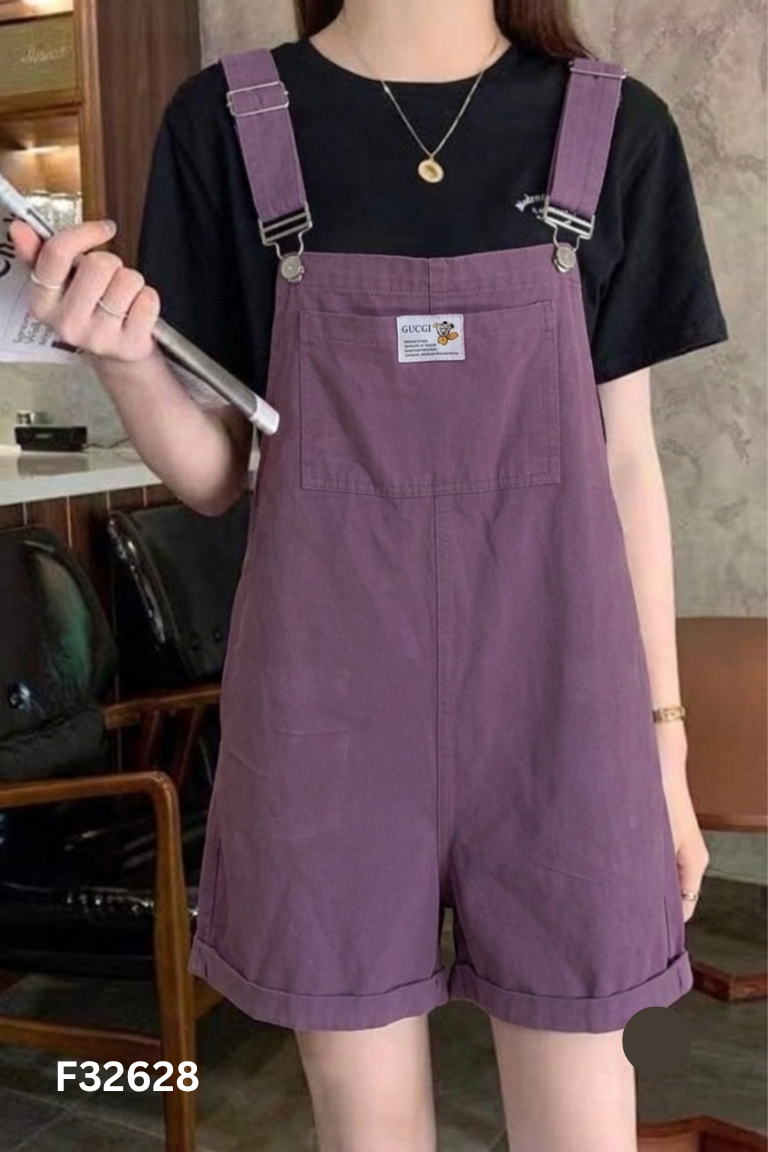 Quần short yếm jeans tím