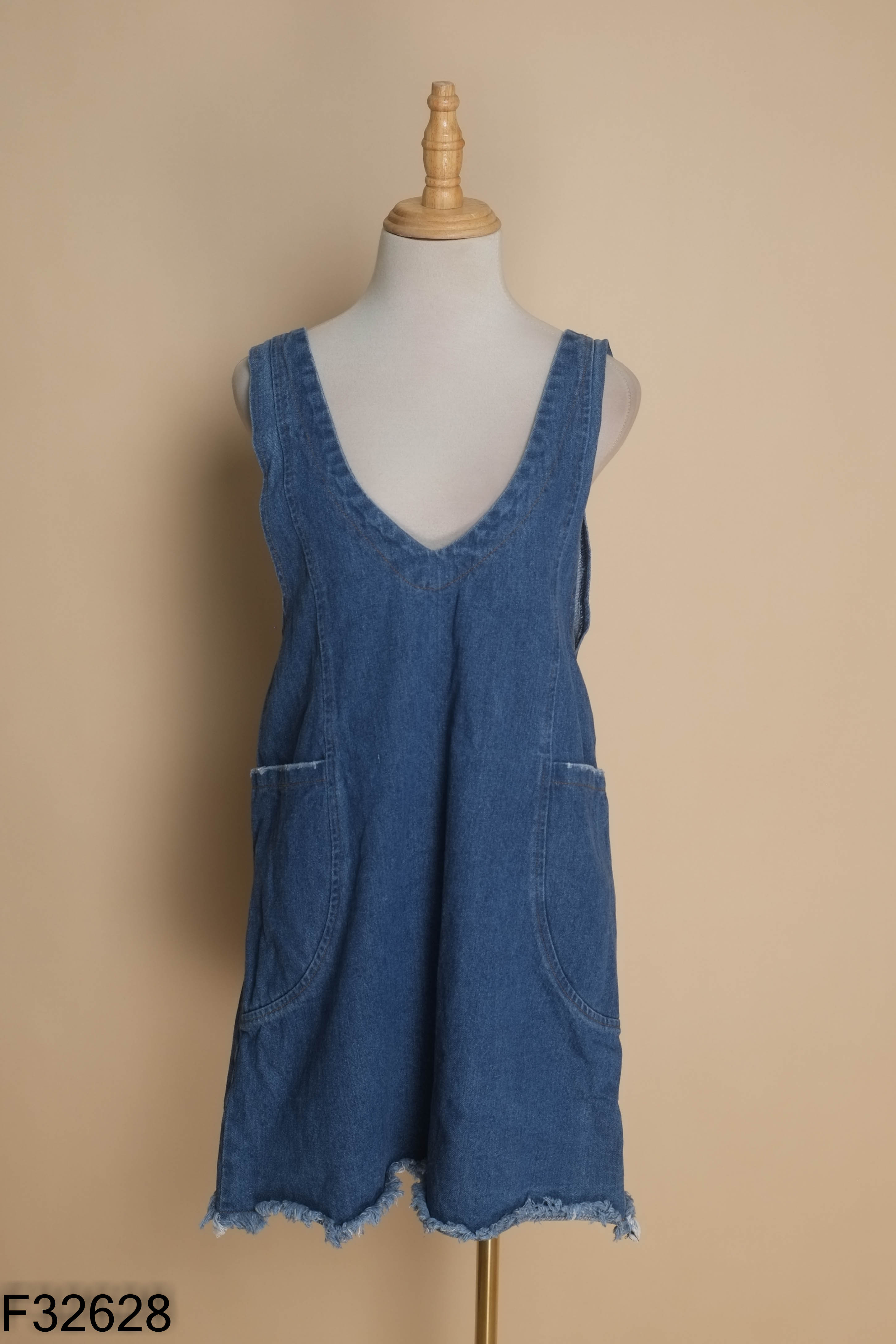 Yếm jeans xanh trơn