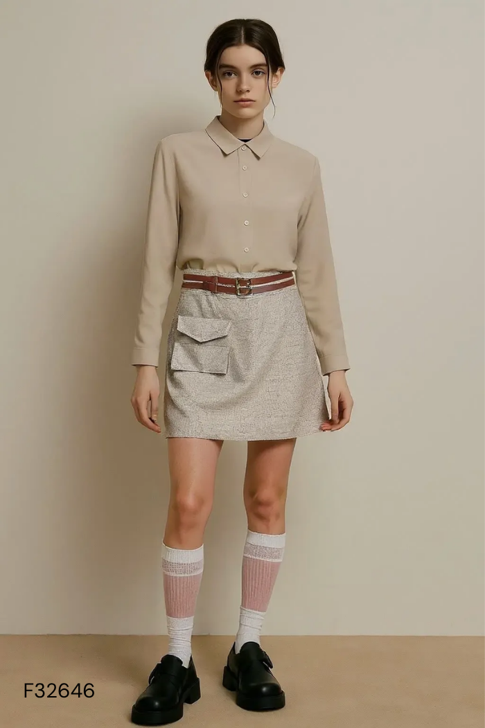 Chân váy dạ nâu