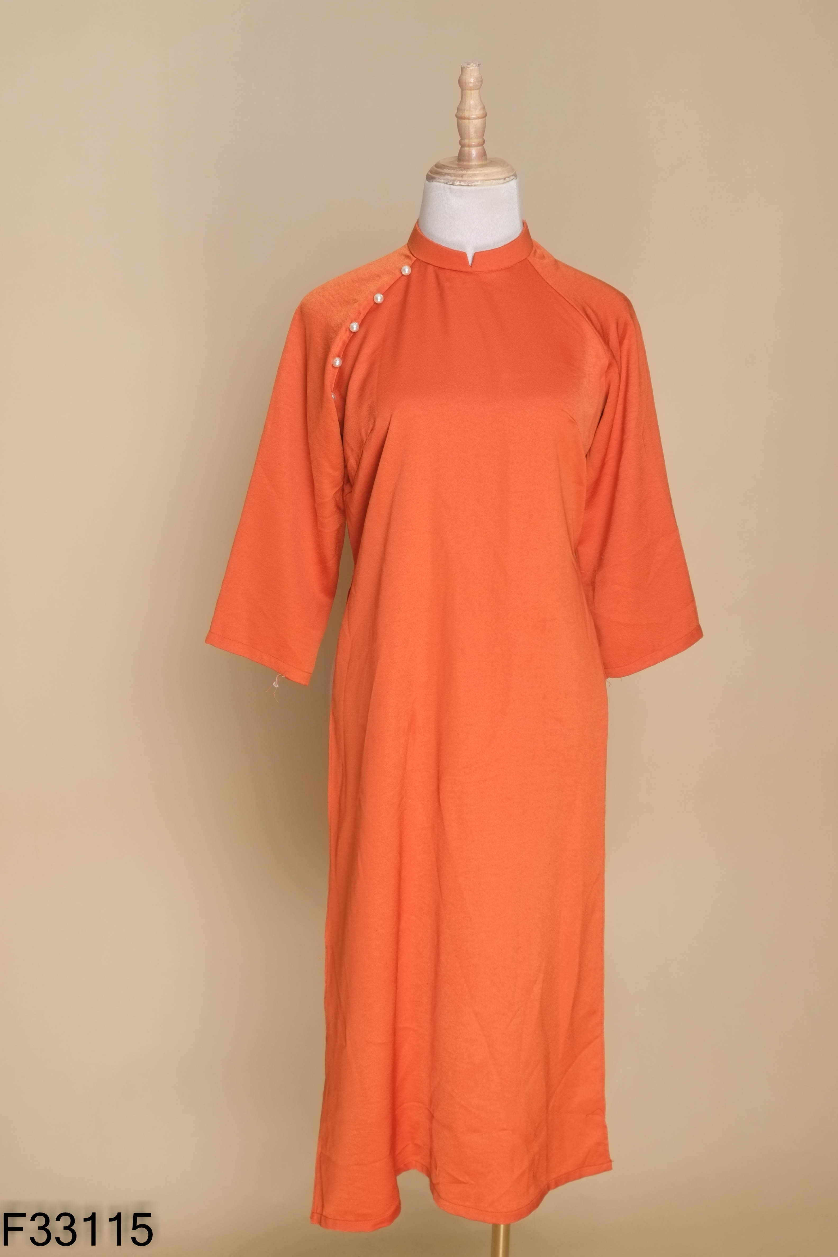 Áo dài lụa cam nâu