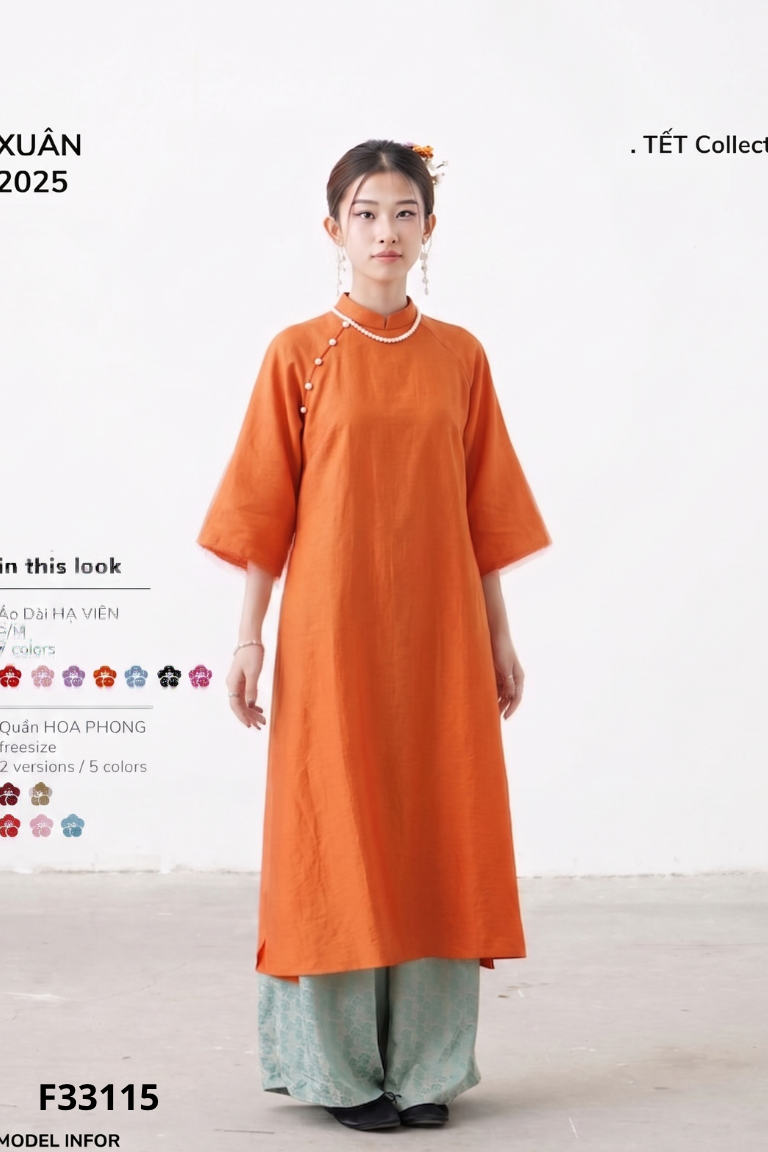 Áo dài lụa cam nâu
