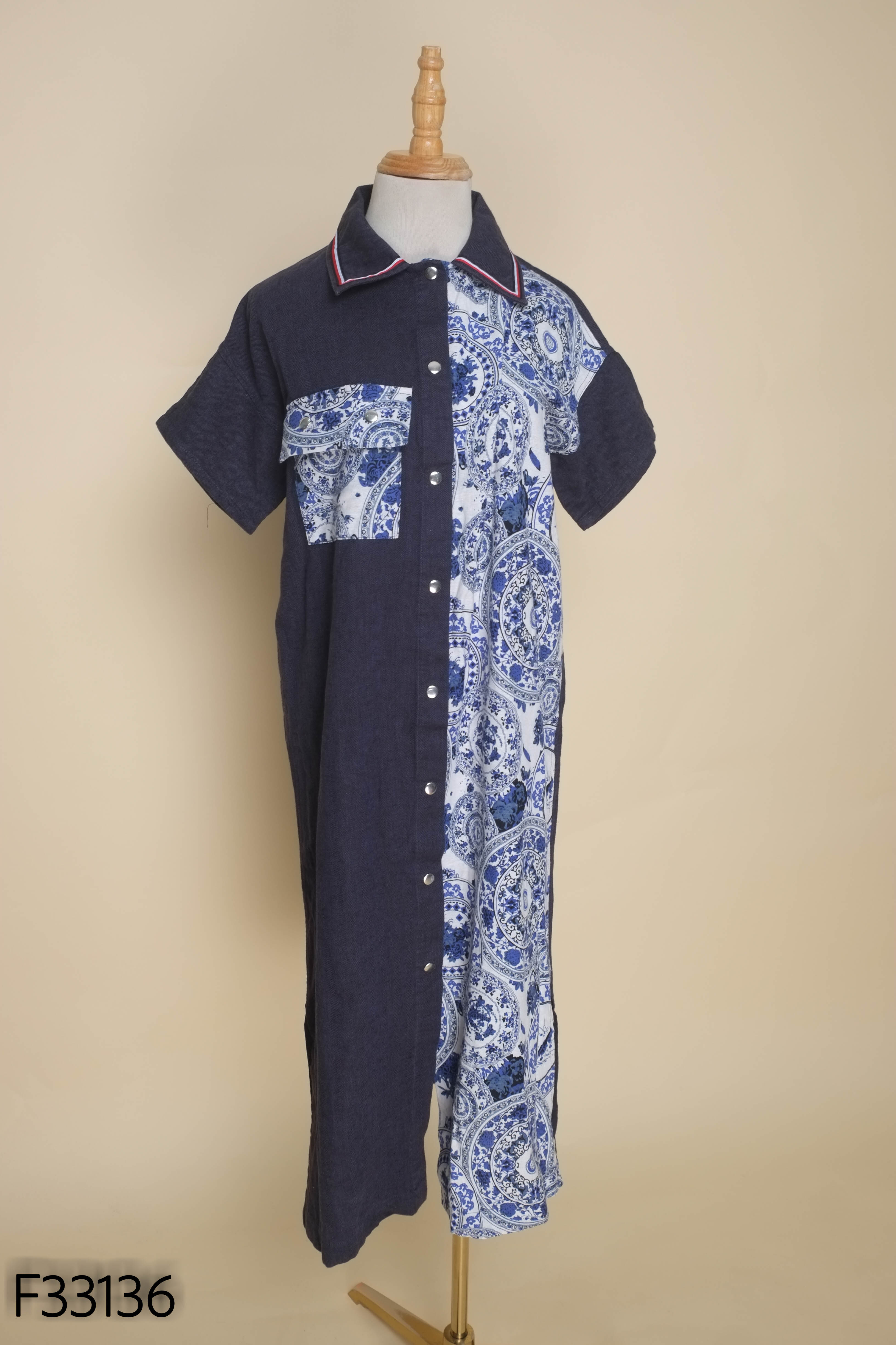 NEWTAG TOMMY váy xanh phối hoa