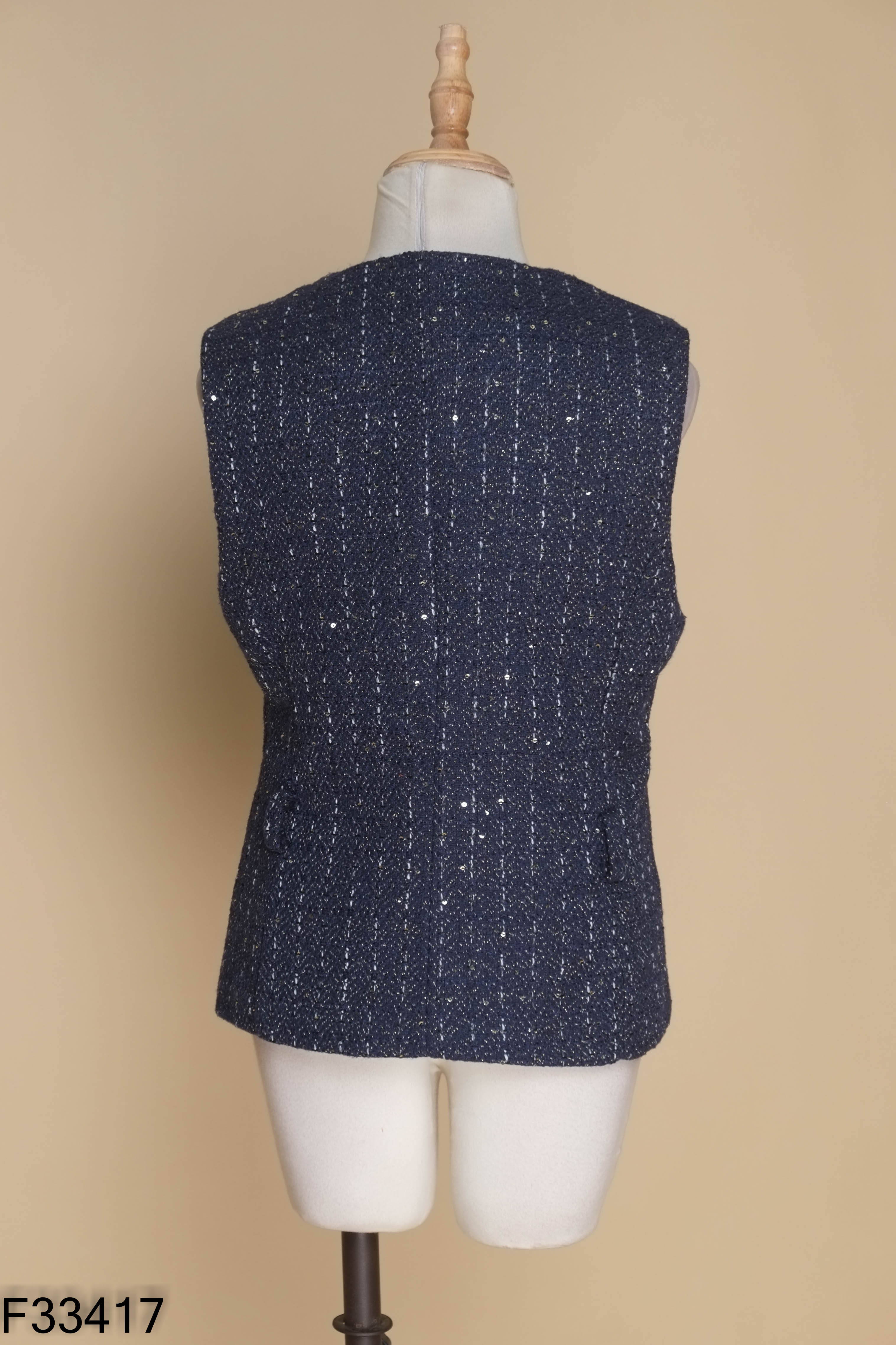 Áo dạ tweed xanh than ánh nhũ