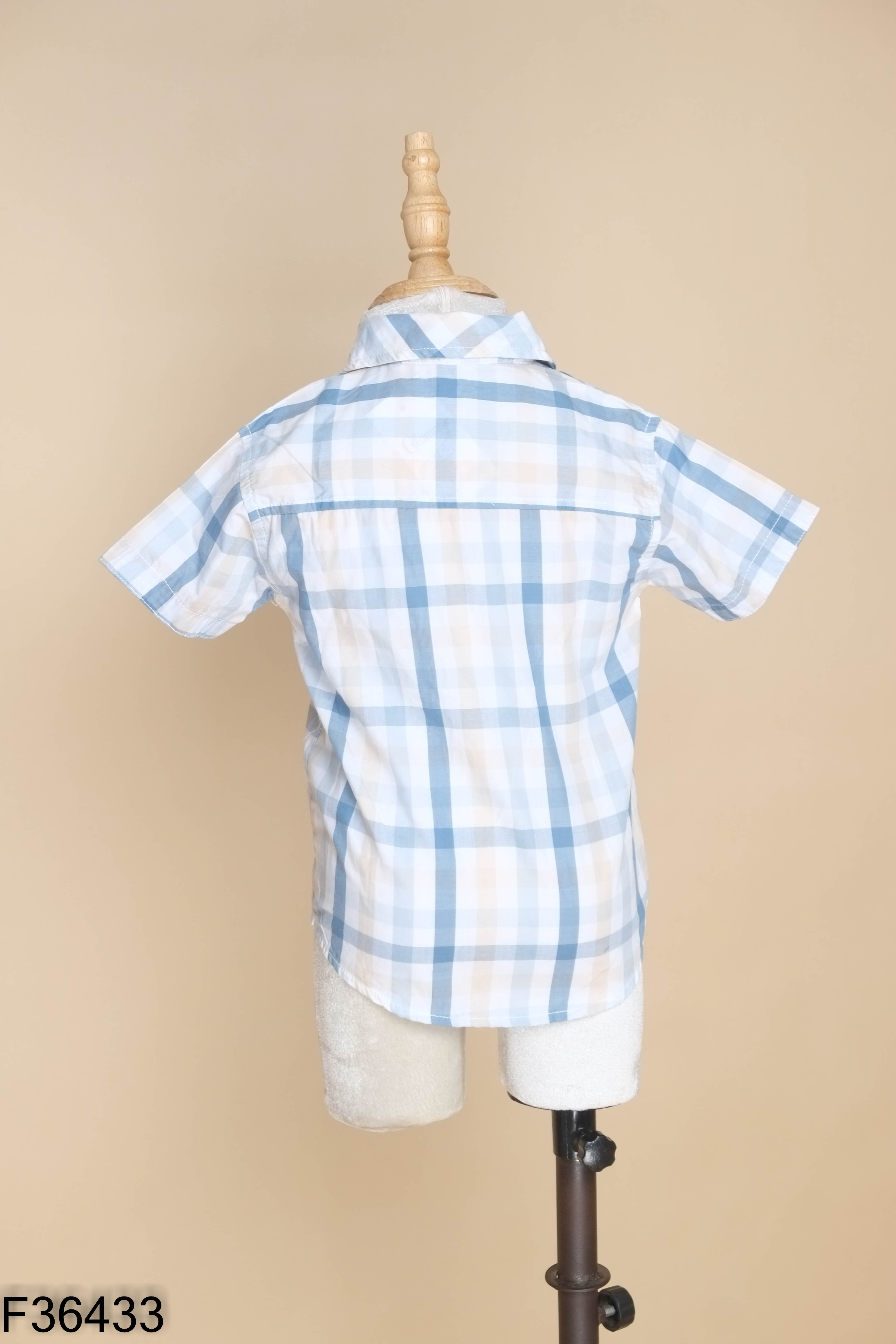 NEWTAG Áo sơ mi xanh kẻ caro kids