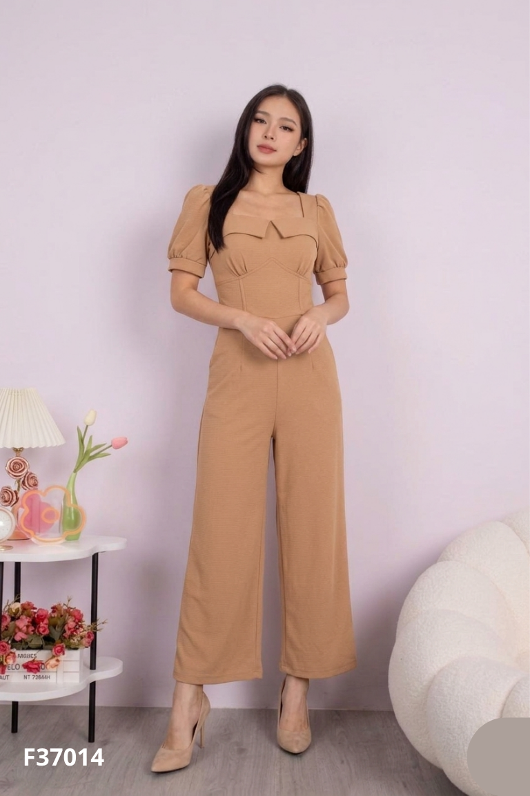 Set áo cropop nâu + quần nâu dài