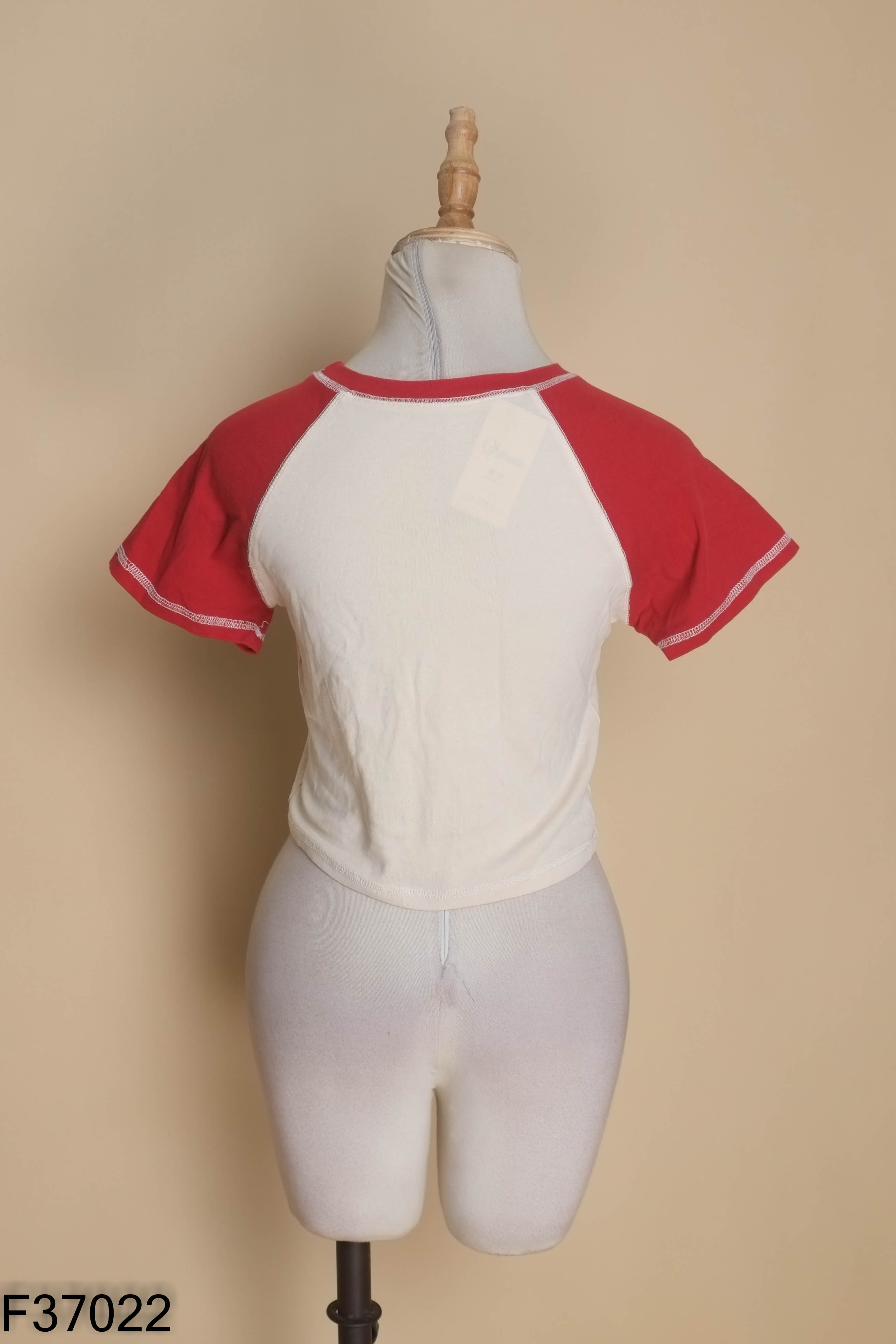 Áo crotop be phối tay đỏ