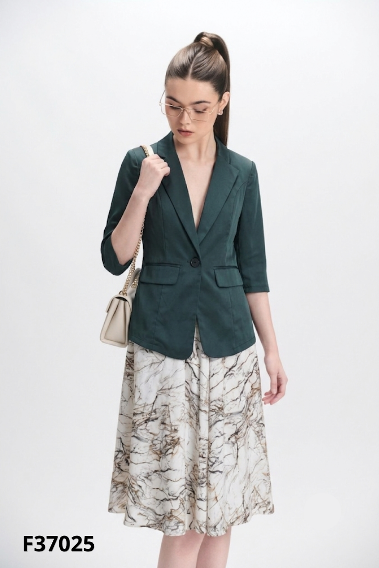 Set lụa xanh+váy dài