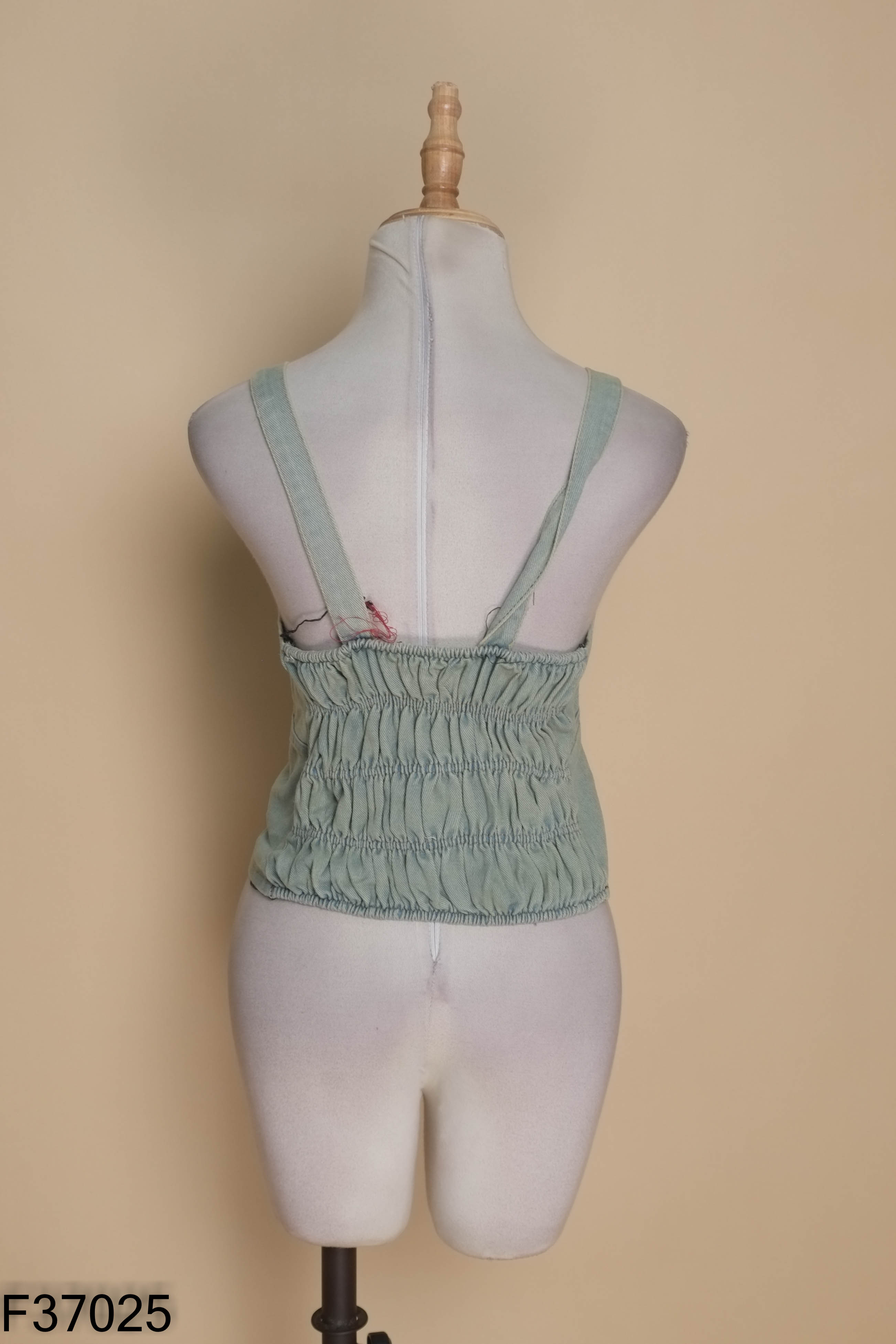 NEWTAG áo dây jeans xanh