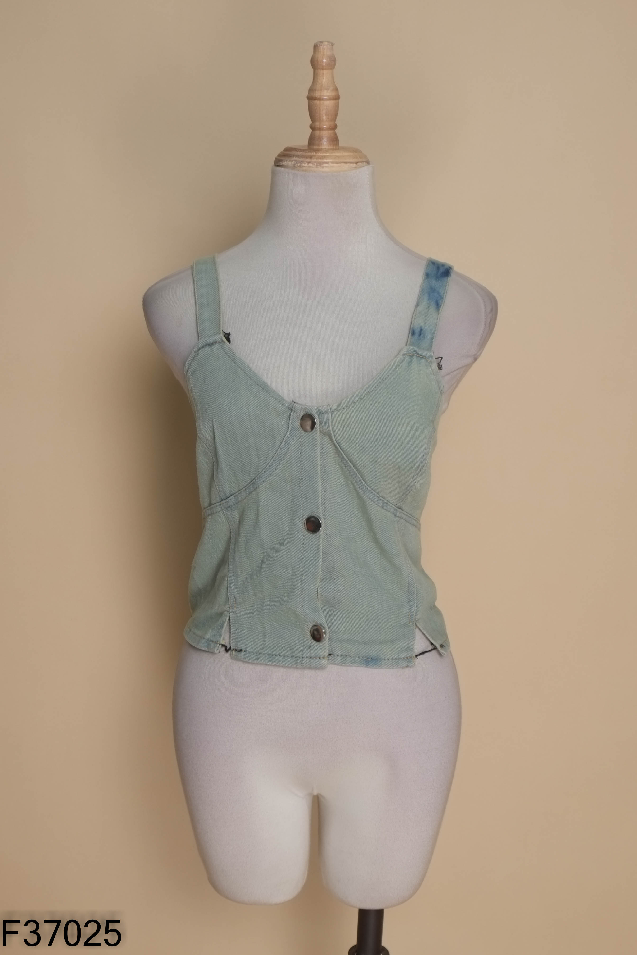 NEWTAG áo dây jeans xanh