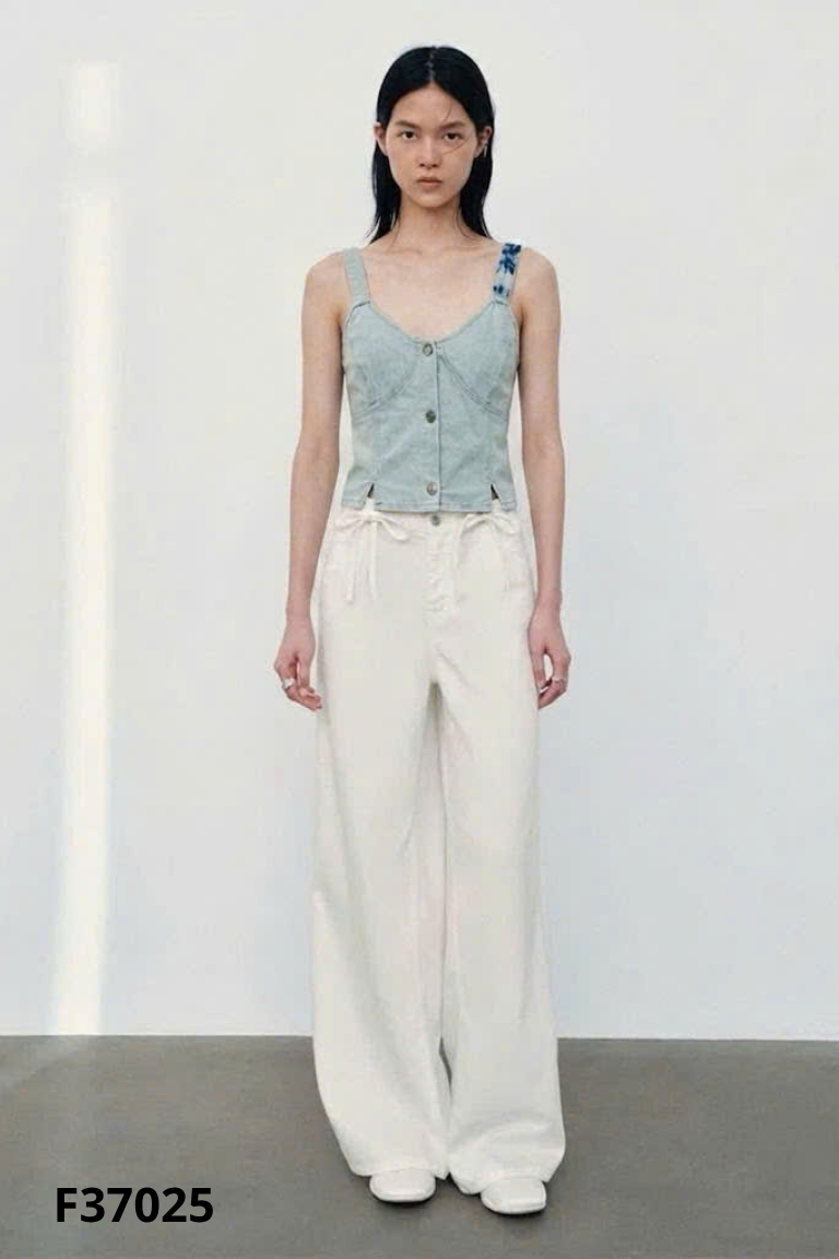 NEWTAG áo dây jeans xanh