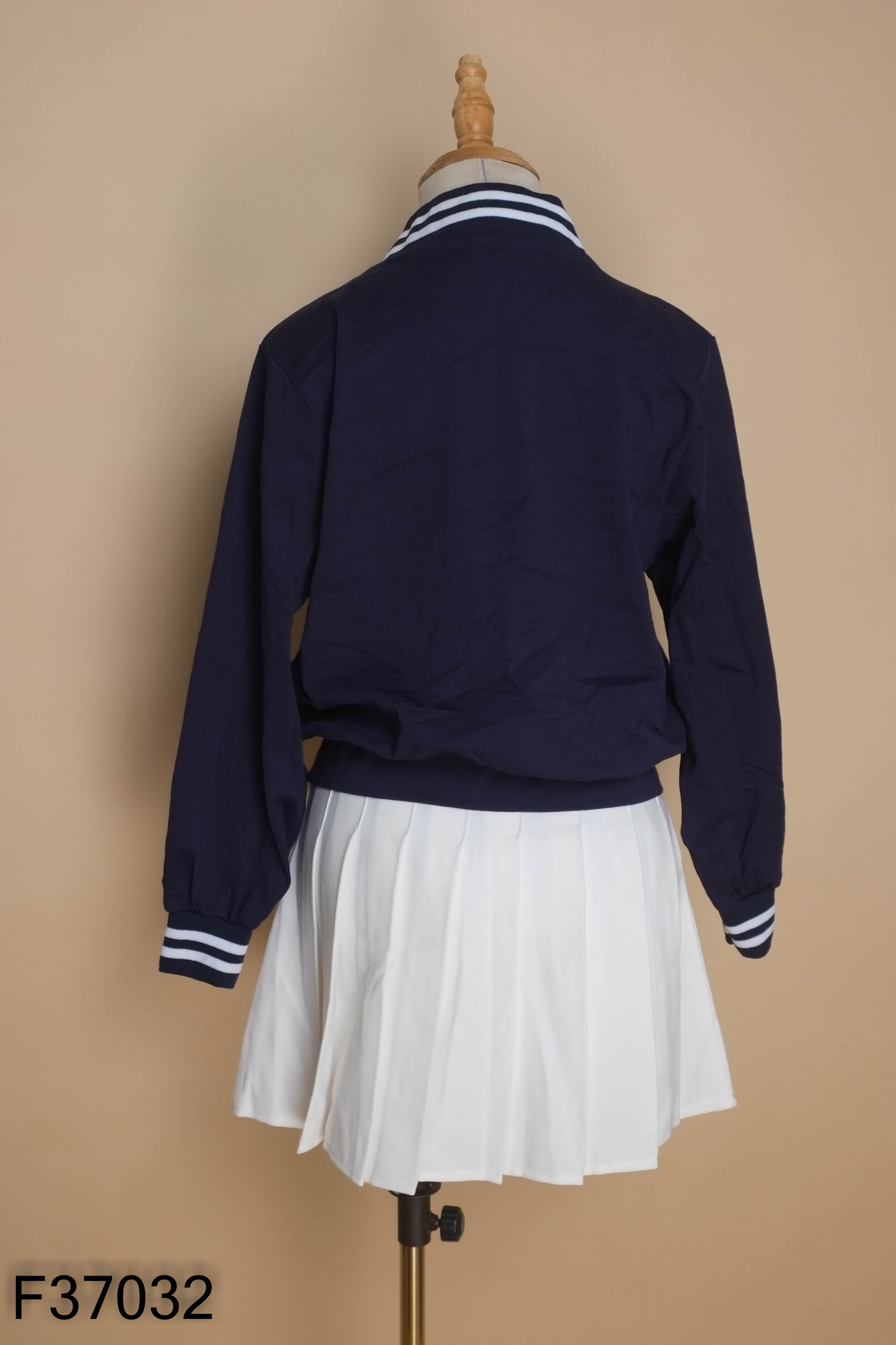 Set Áo xanh cardigan + Chân váy ly trắng