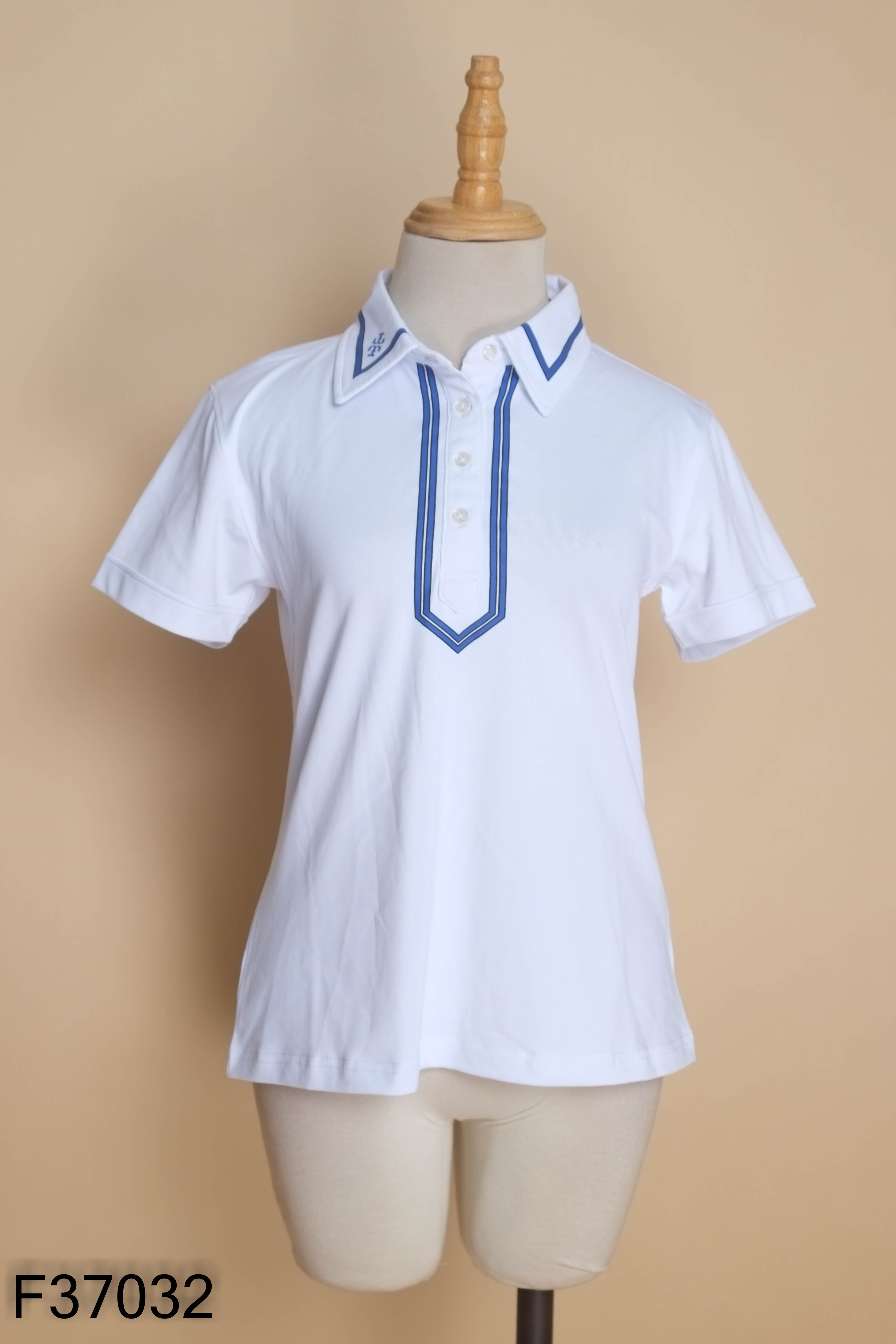 Áo polo trắng kẻ xanh TORY SPORT