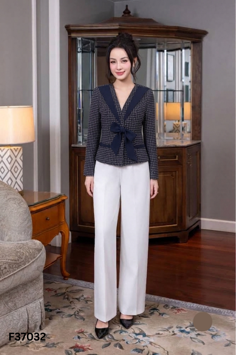 Áo vest phối kiểu xanh NEM