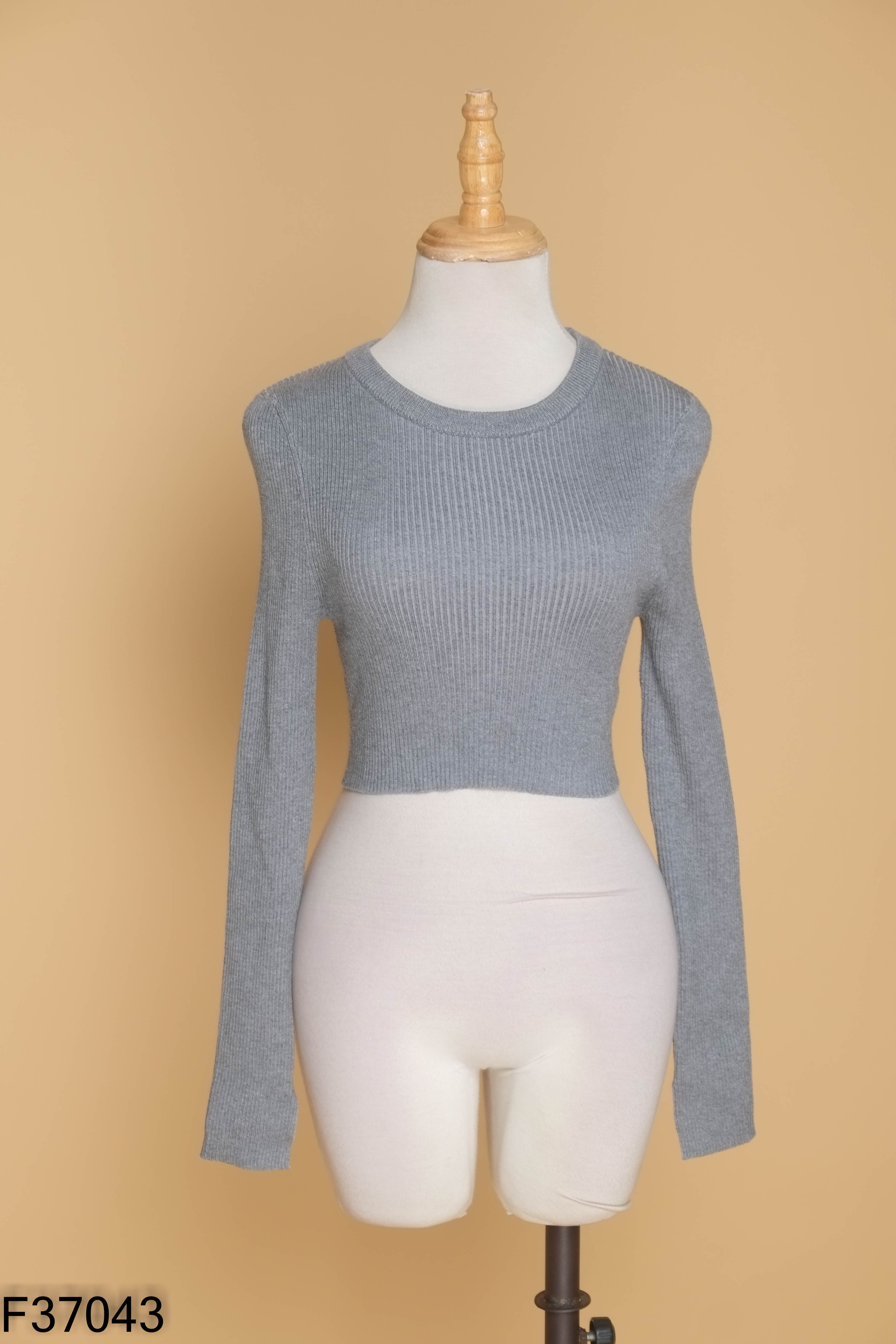 Áo len croptop YODY xám dài tay
