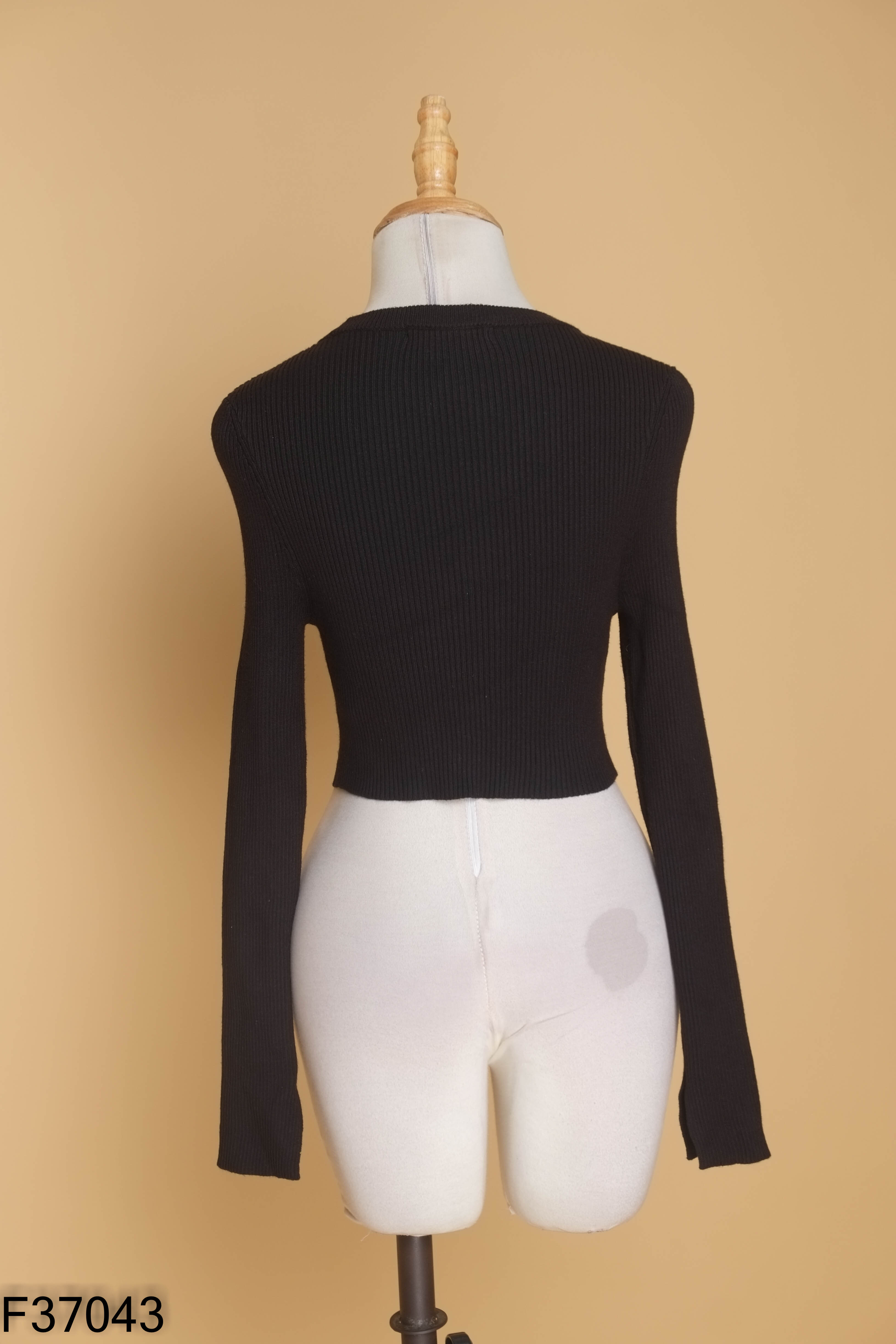Áo len croptop YODY đen dài tay