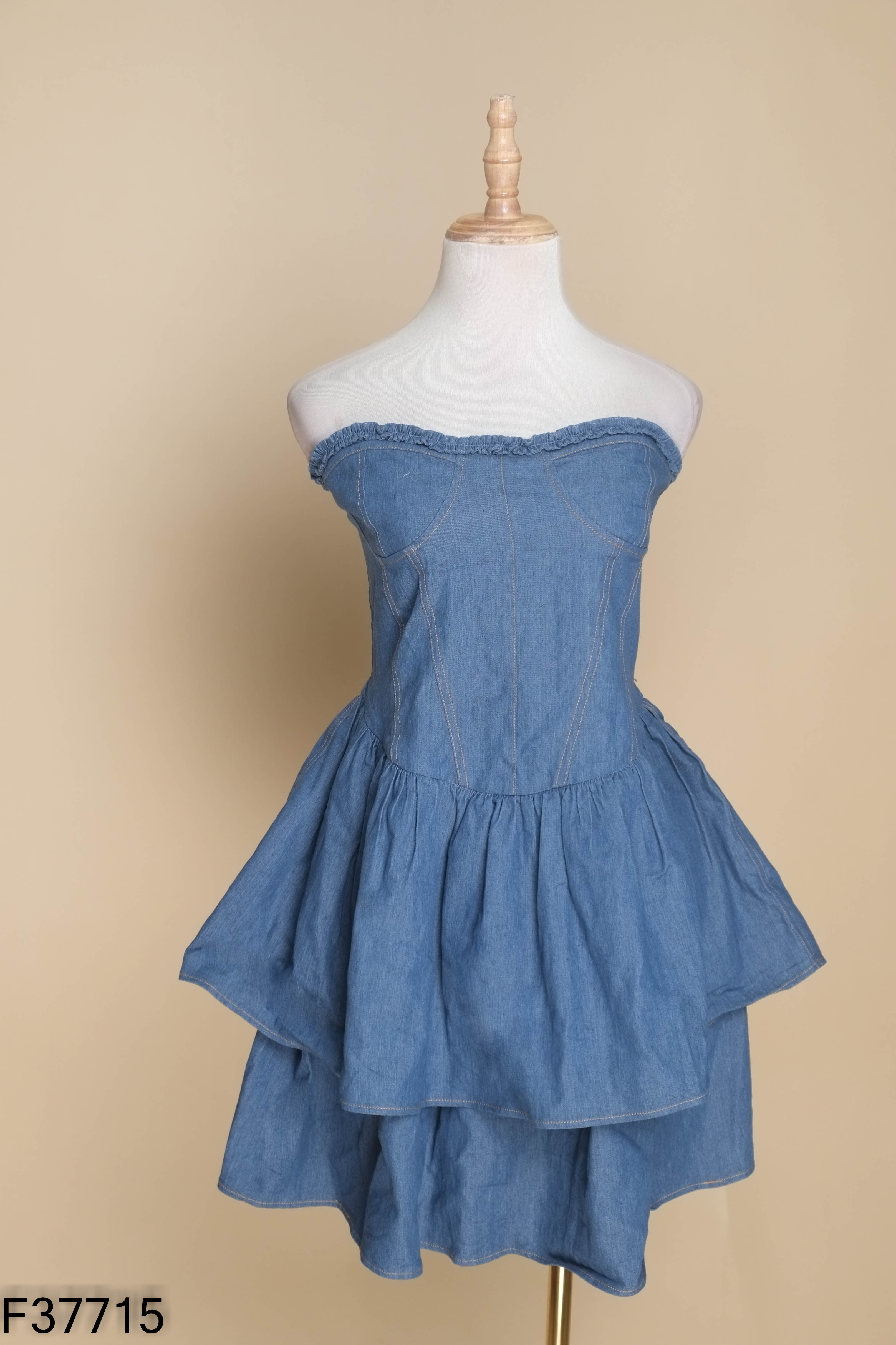 Váy jean VIRGO BOUTIQUE xanh cúp ngực