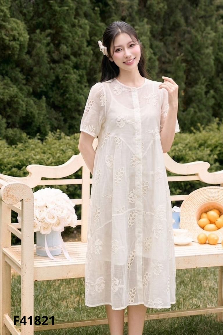 Váy be voan VÁY ĐẦM LUXURY thêu hoa