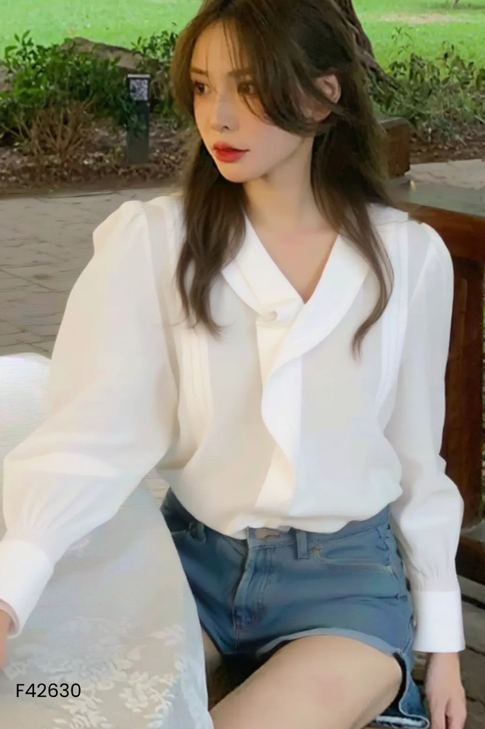 NEWTAG Áo tơ be LIIN phối bèo