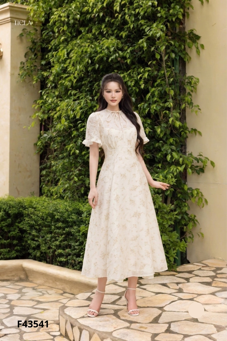 Váy vàng hoa TIELA tay bèo