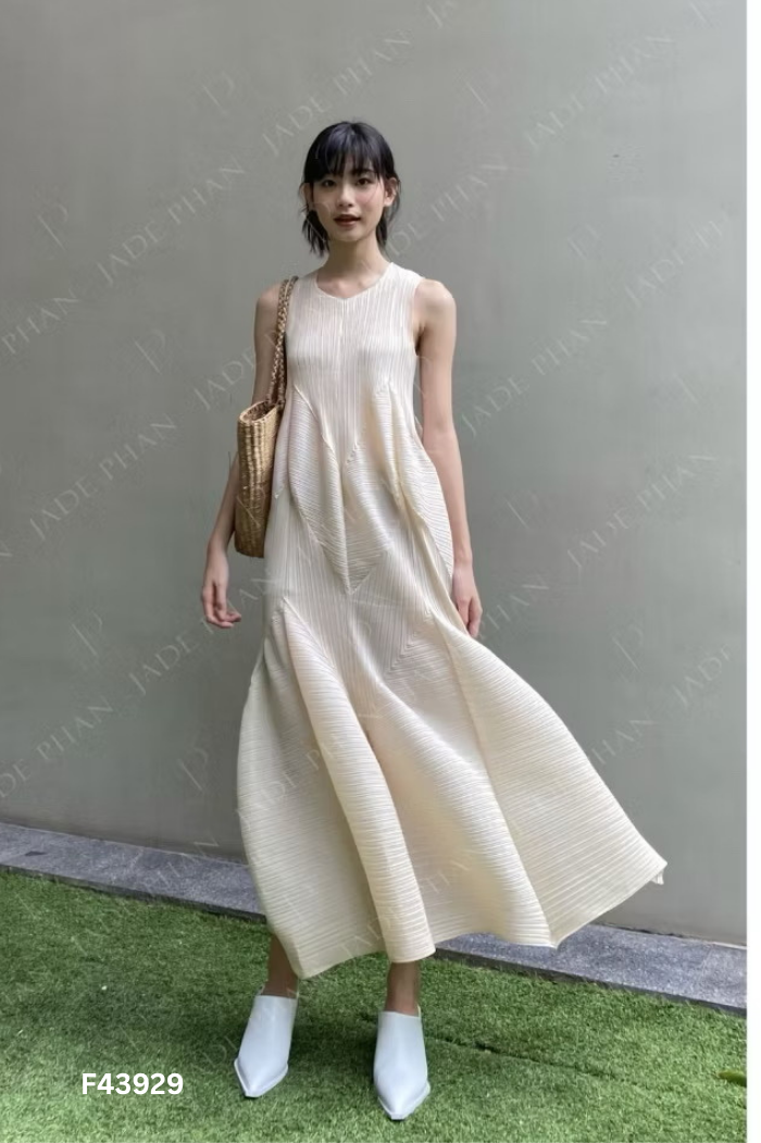 Váy sát nách be xếp ly