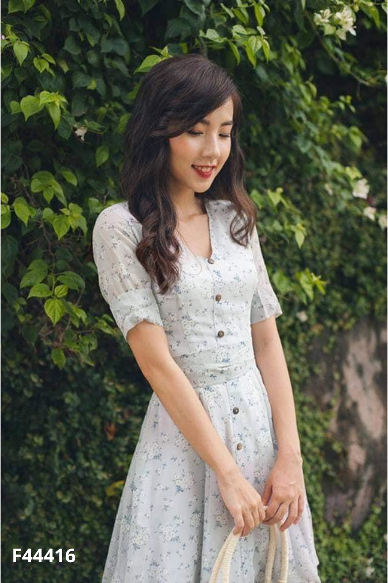 Váy LÉP xanh xám họa tiết