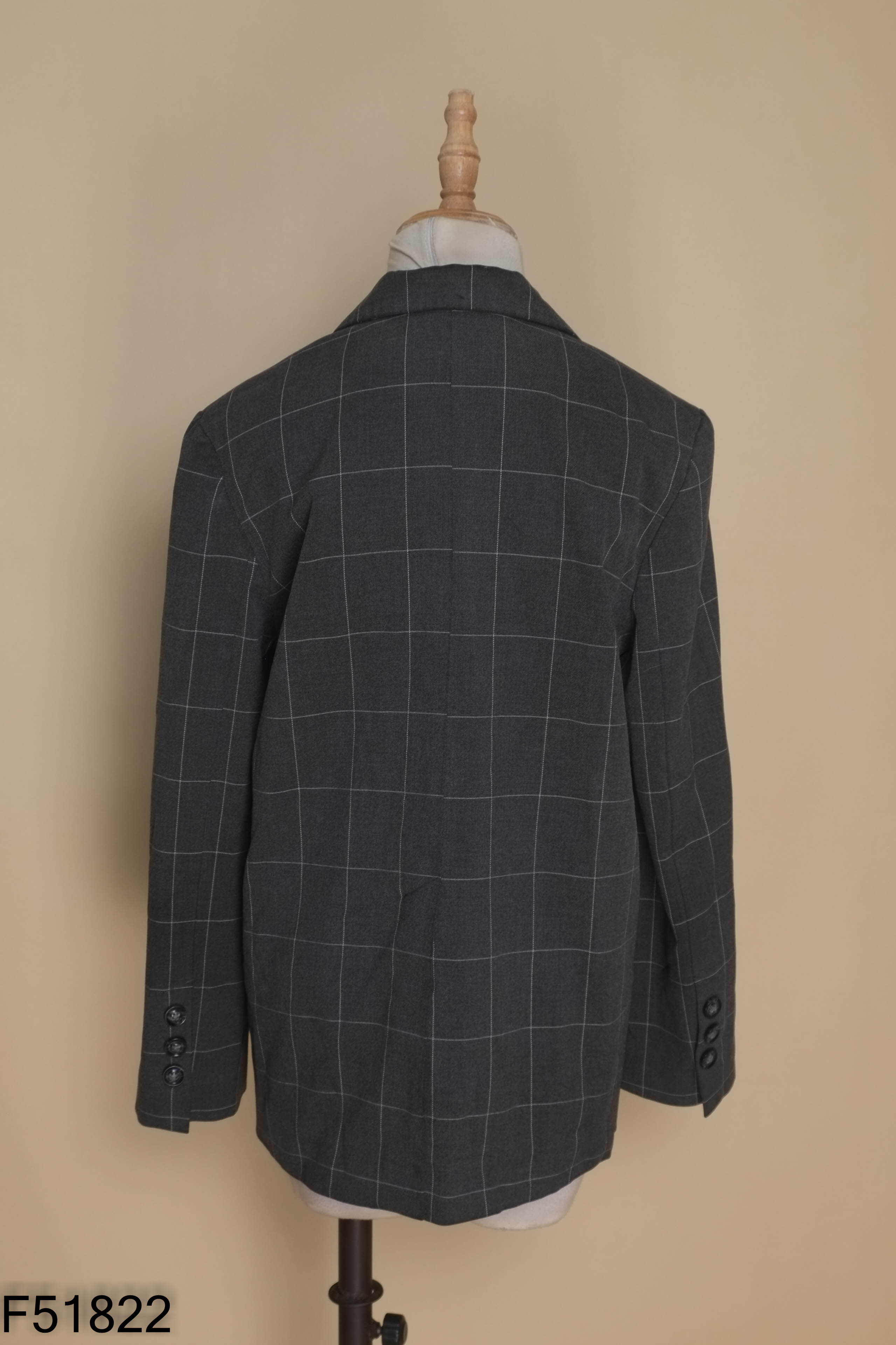 Áo blazer MADELEN xám kẻ
