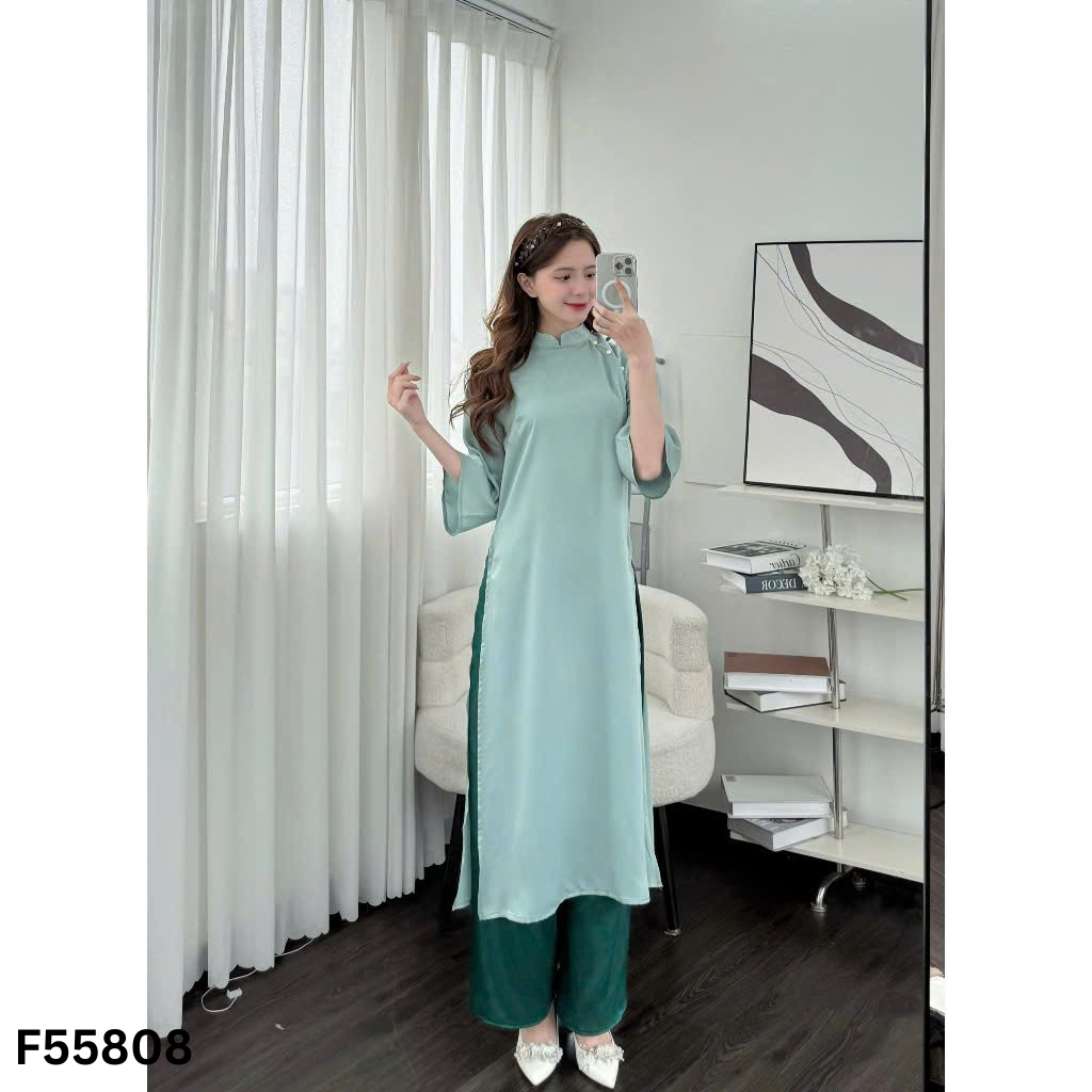 Set Áo dài xanh đính ngọc + quần dài