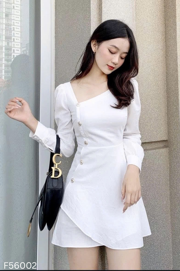 Váy MÌ trắng cúc vàng
