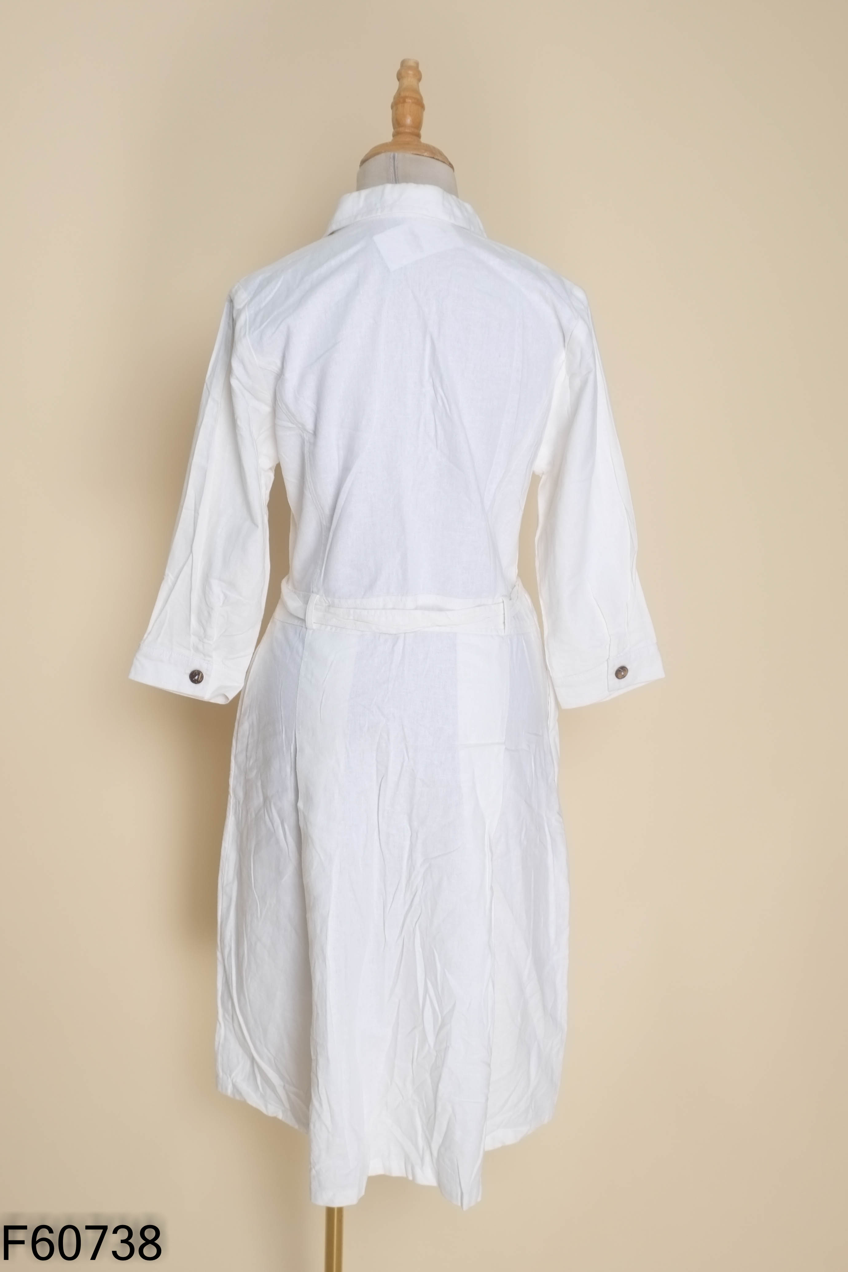 Váy linen LEO'S WEARING trắng trơn