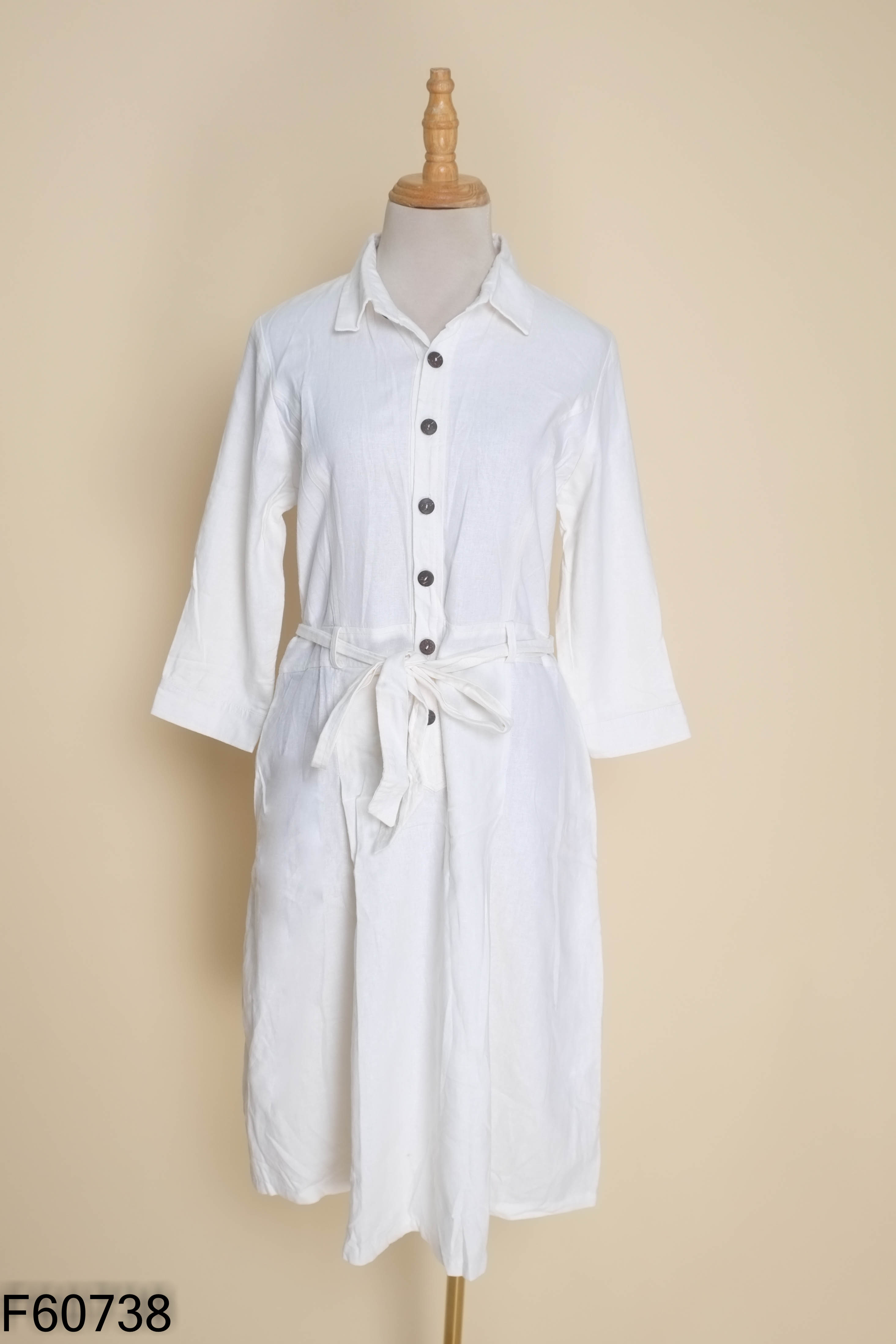 Váy linen LEO'S WEARING trắng trơn