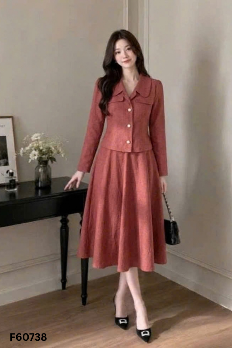 Set LEO'S WEARING áo + chân váy đỏ