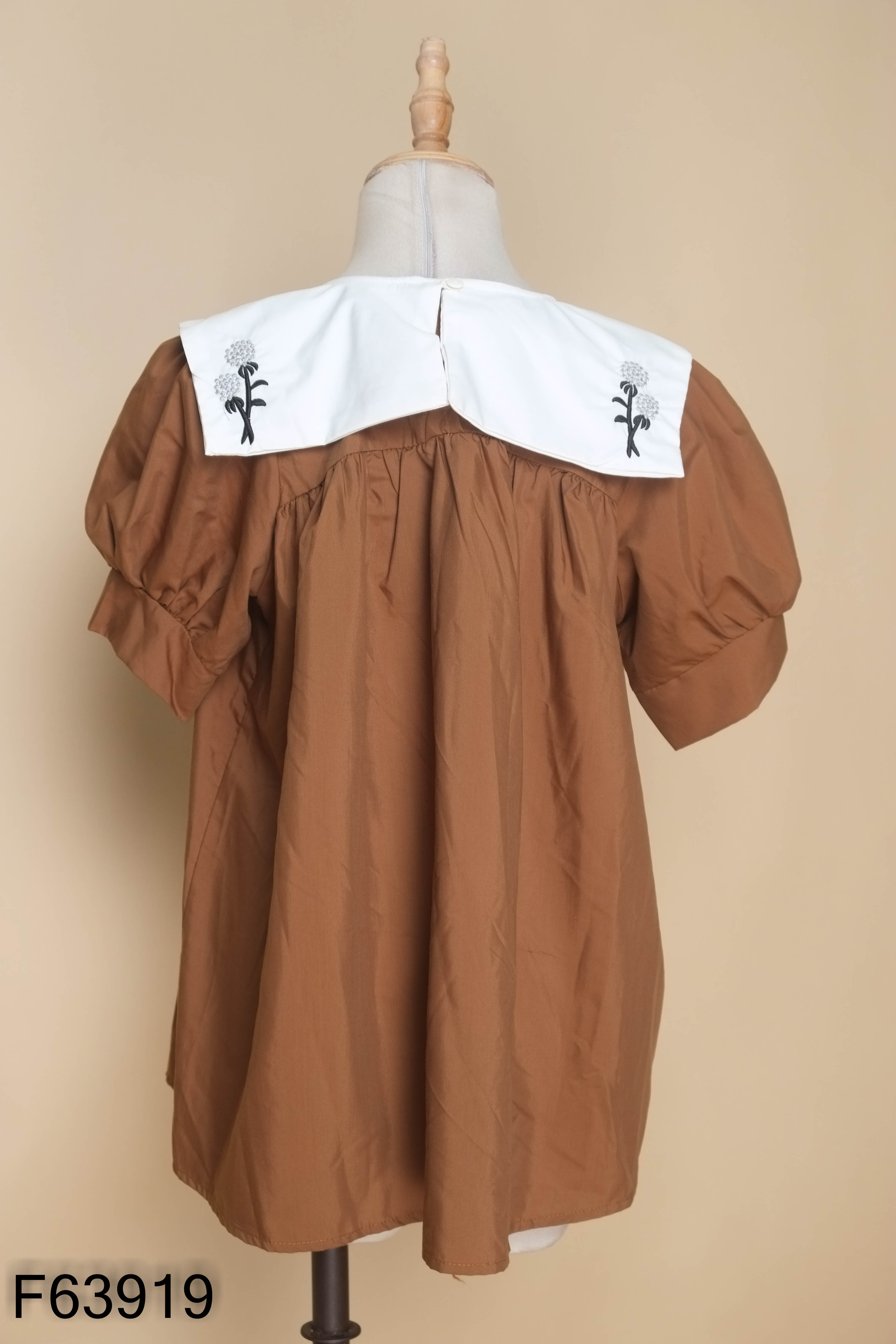 Áo nâu cổ trắng