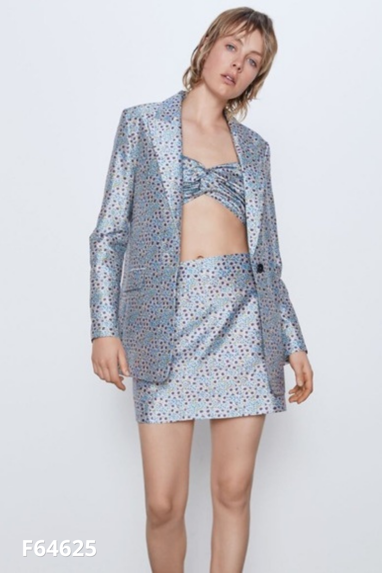 Áo blazer xanh hoa ZARA
