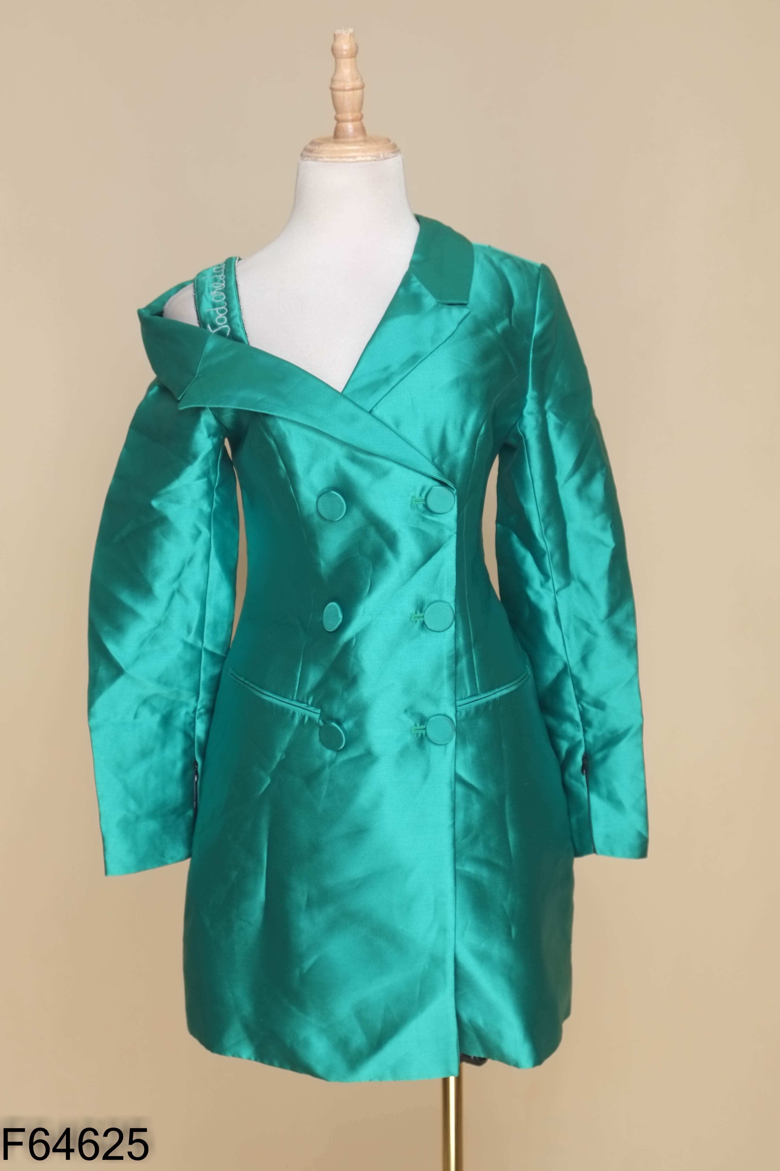 Váy xanh ELISE cúc bọc