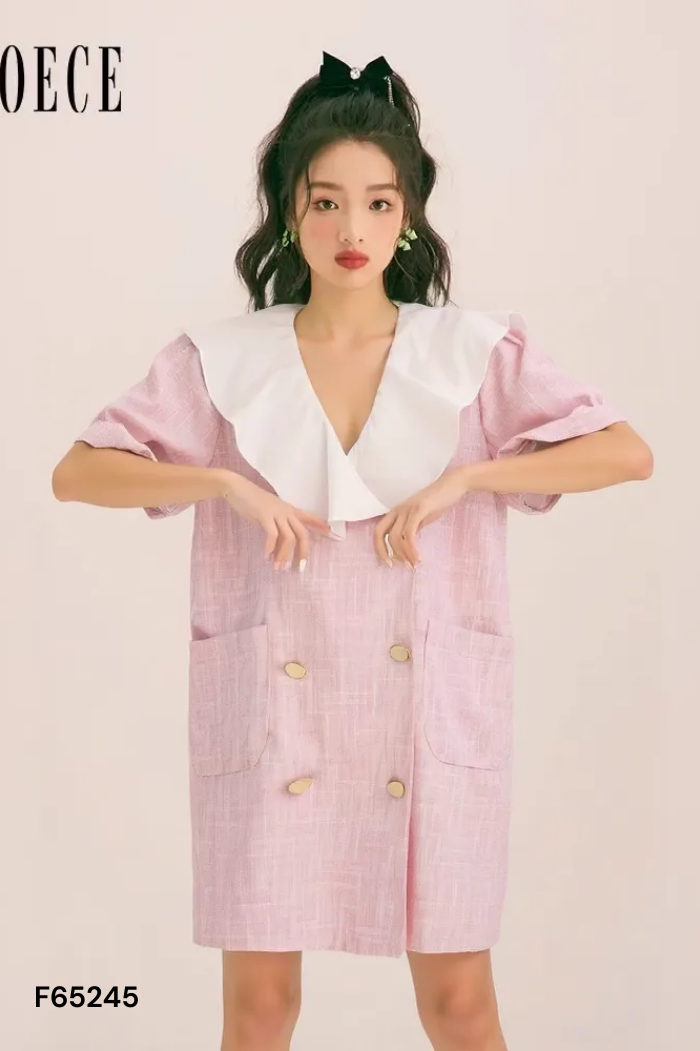 Váy WINK.U hồng cổ trắng