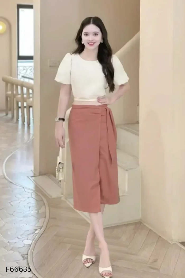 Chân váy LAMIGO nâu vạt