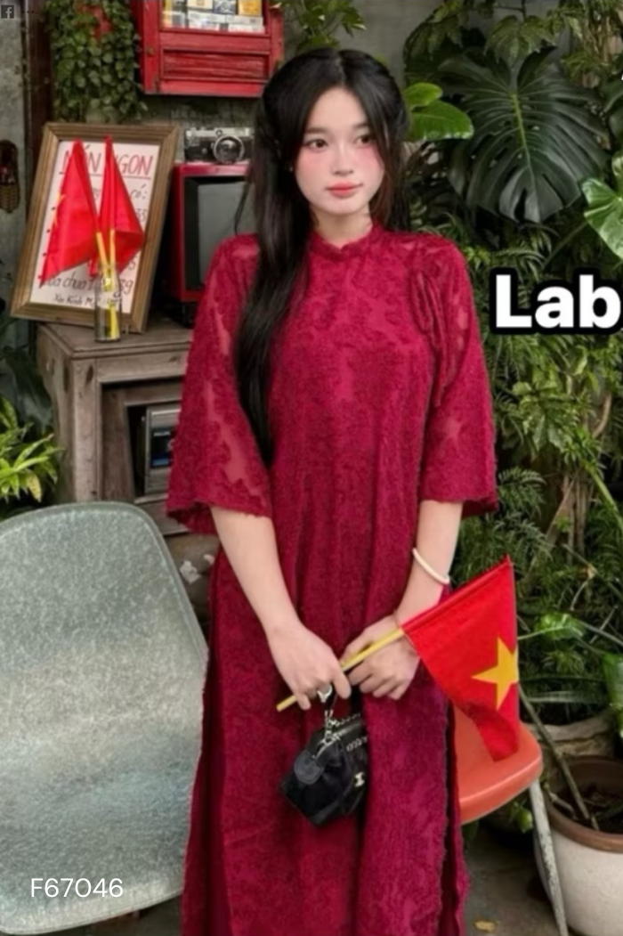 Set áo dài đỏ NAIMO áo+quần