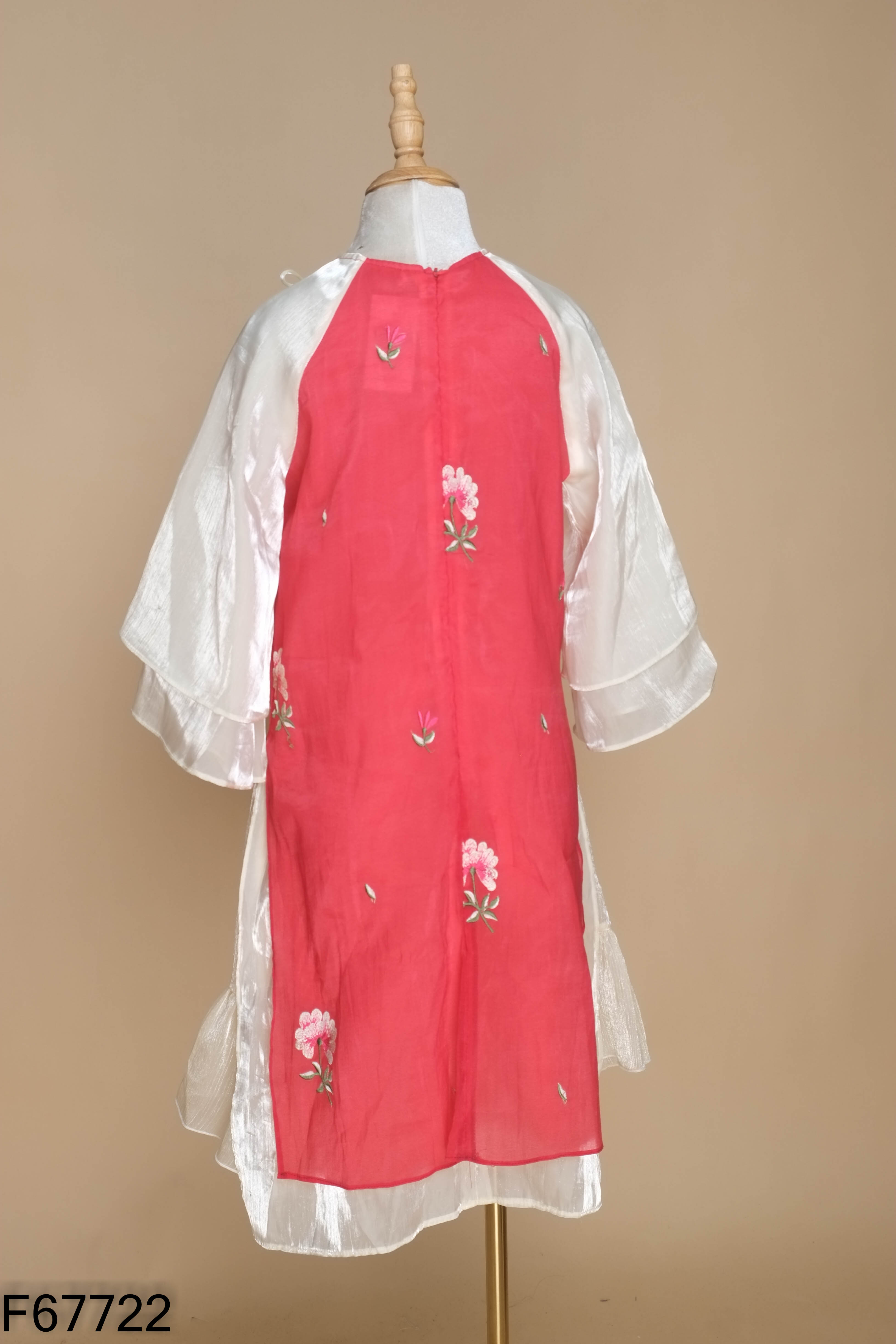 Set áo dài đỏ thêu hoa+váy