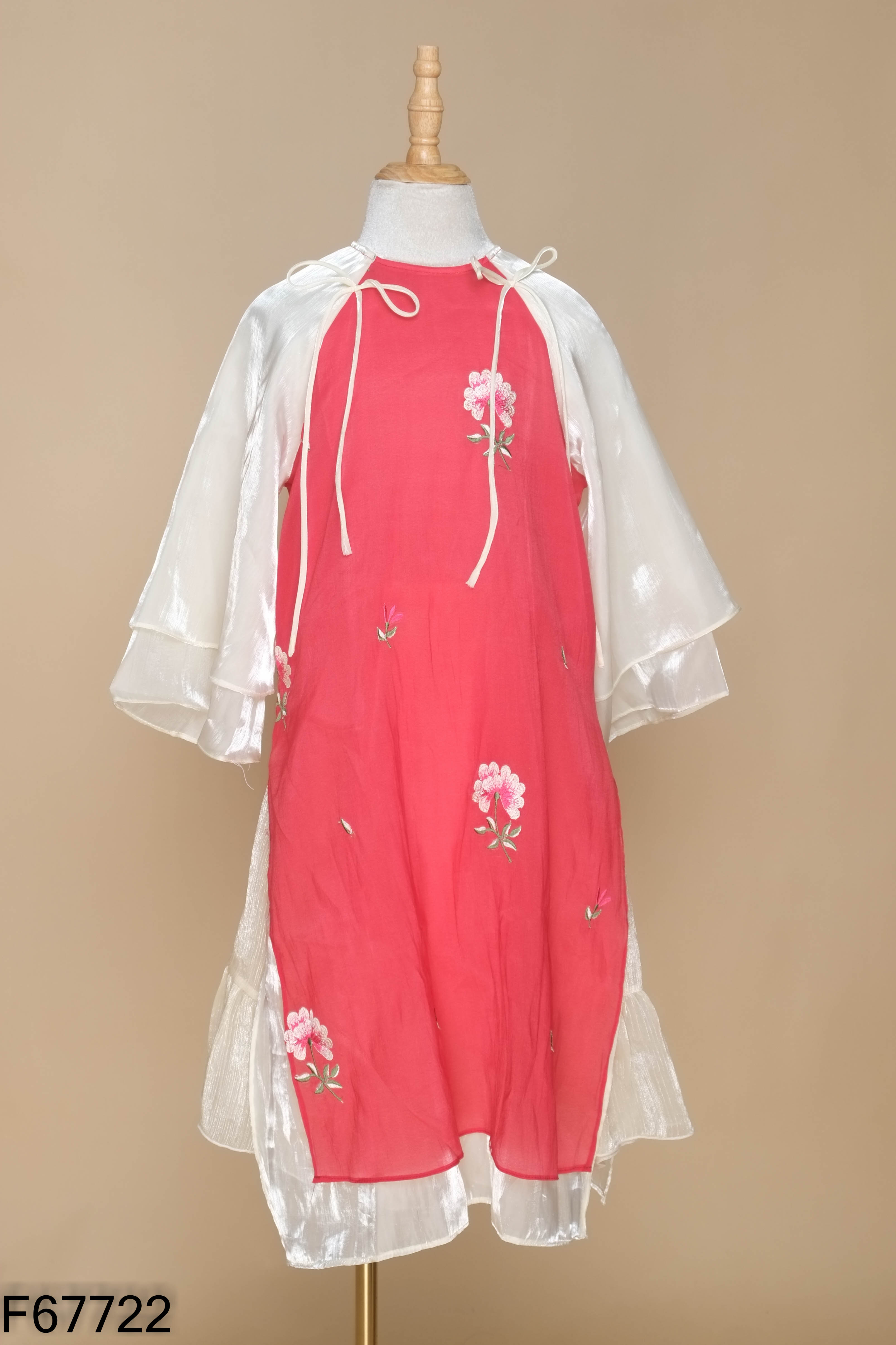 Set áo dài đỏ thêu hoa+váy