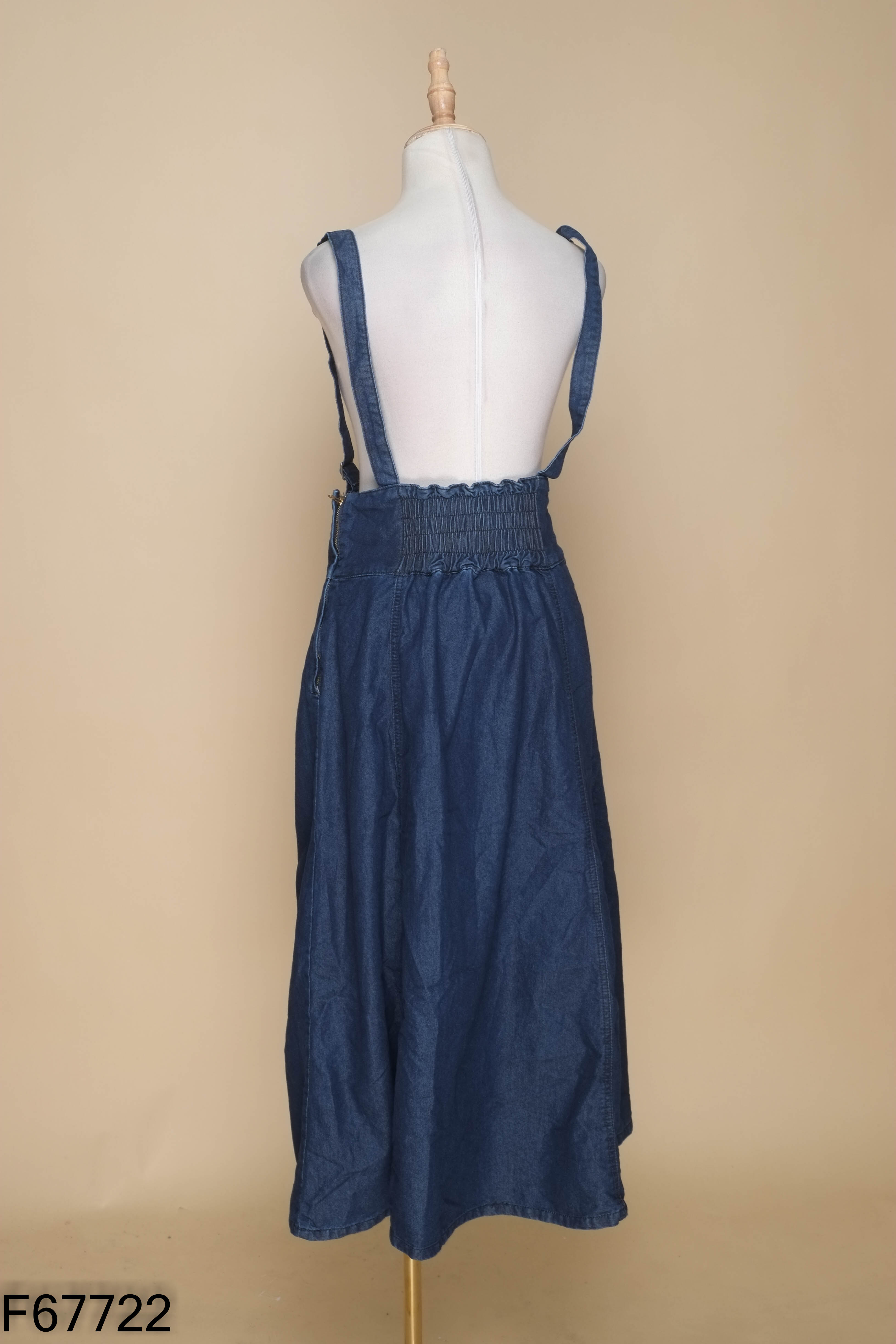 Váy jeans xanh chun lưng